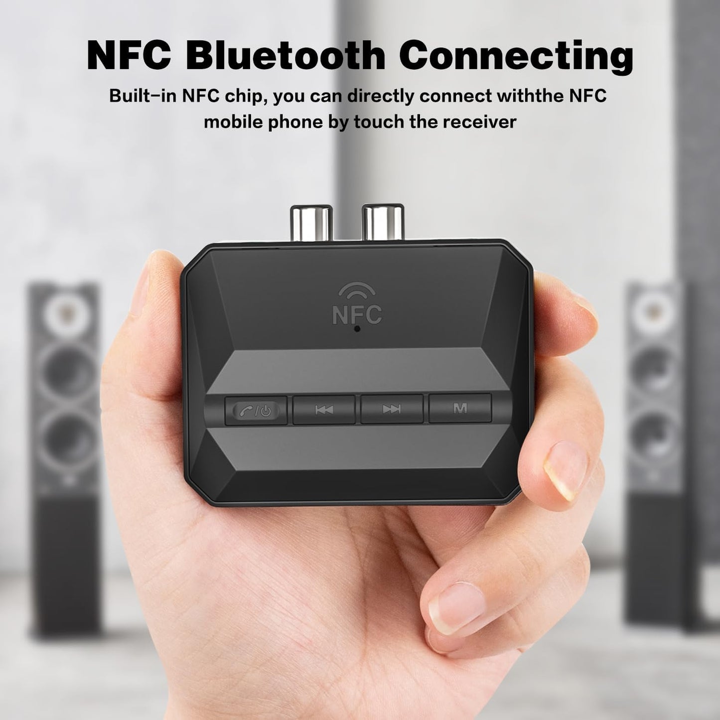 BAISHUN RCA/3.5mm 5.3, Bluetooth Receiver, NFC-Enabled AUX USB Drive/TF Card Outputs, Wireless Audio Adapter