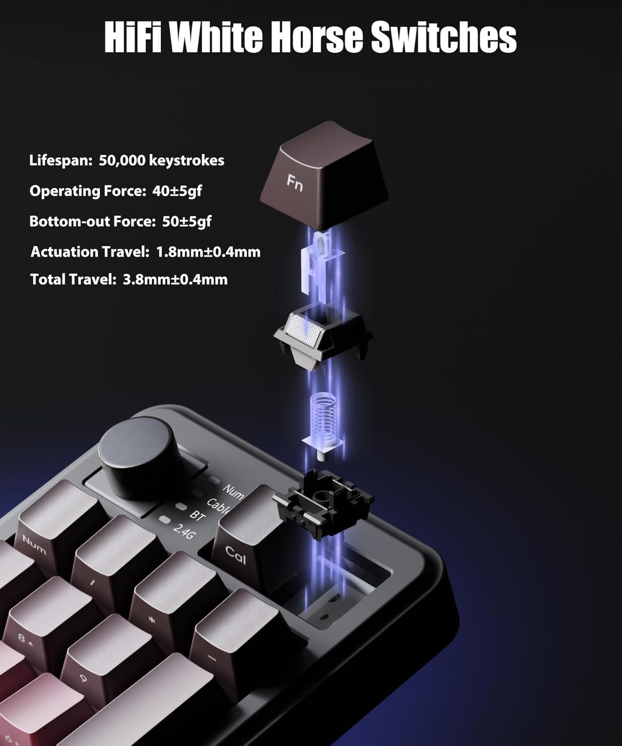TISHLED 2.4G 5.0 Programmable Gasket Mechanical Numpad Wireless / Bluetooth / Wired USB-C Macro Keypad RGB Backlit Hot