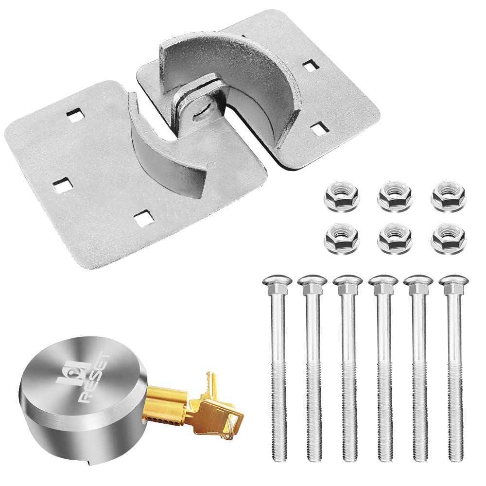 RESET-904 Heavy Duty Solid Steel Hidden Shackle Padlock with High Security Hasp, Anti-Cut Weatherproof Lock for Vans, Trucks, Trailers, Containers, Warehouses, and Sliding Doors - Silver