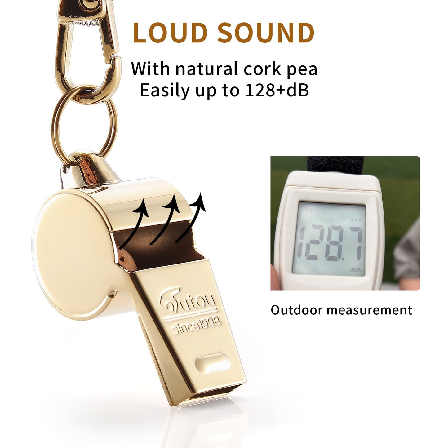 HUTOU Whistle, Brass Coach Sports Whistle with Lanyard, Loud Crisp Sound Whistle Ideal for Coaches, Referees, and Adults