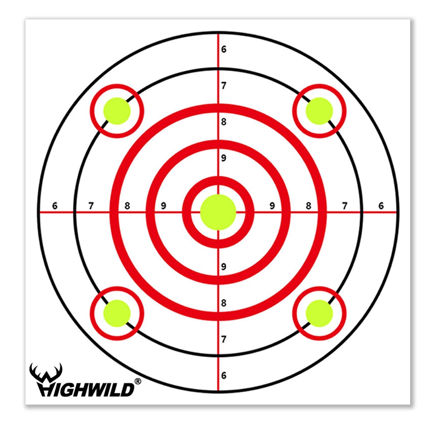Highwild Bullseye Shooting Paper Targets - for Air Rifle/Airsoft Pistol Practice Bullet Traps - 11"x 11", 50 Pack