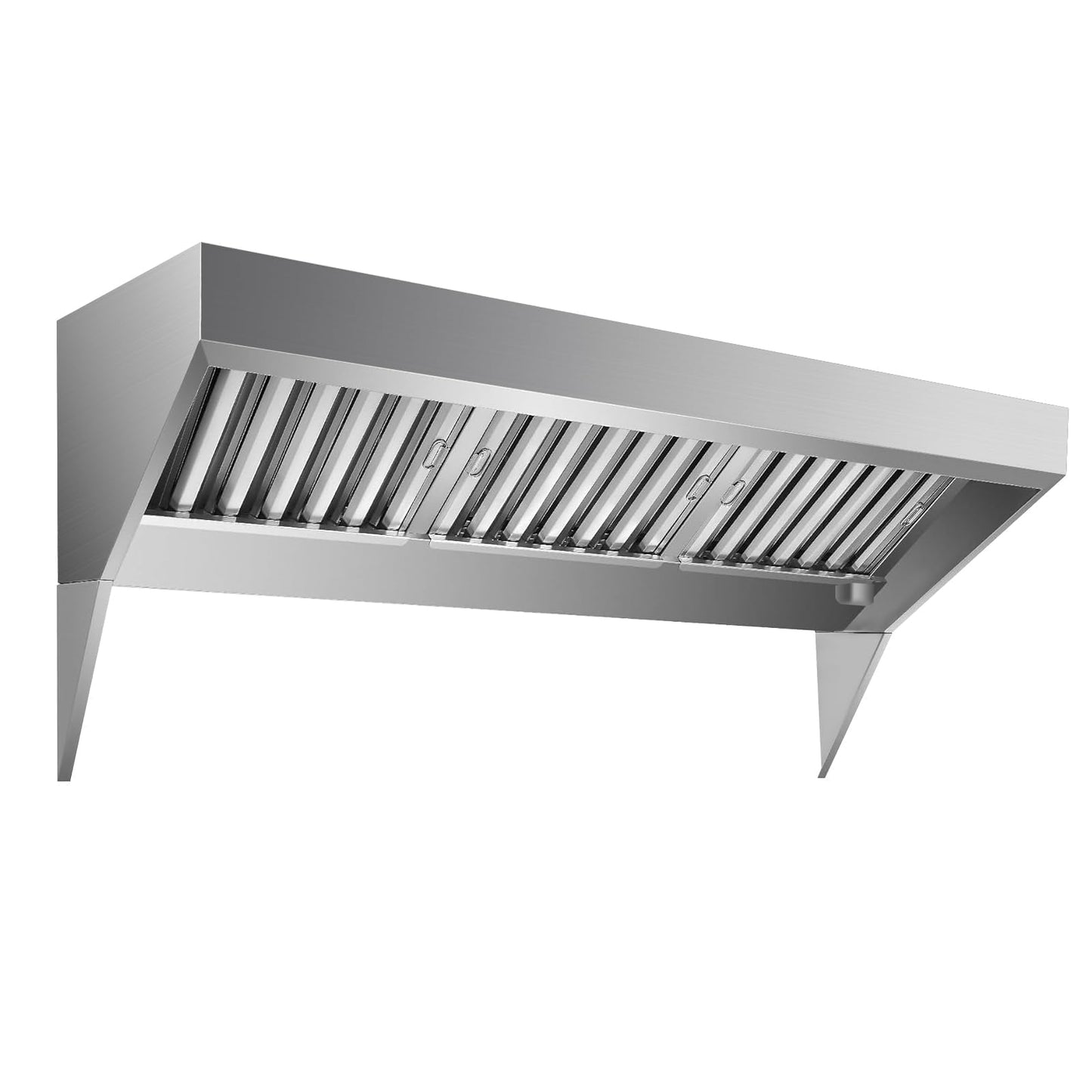 7FT Heavy-Duty Commercial Exhaust Hood – 201 Stainless Steel Wall-Mount Kitchen Ventilation with 4 Detachable u-Shaped Grease Filters, Rust-Resistant for Restaurant, Food Truck, Concession Trailer & c