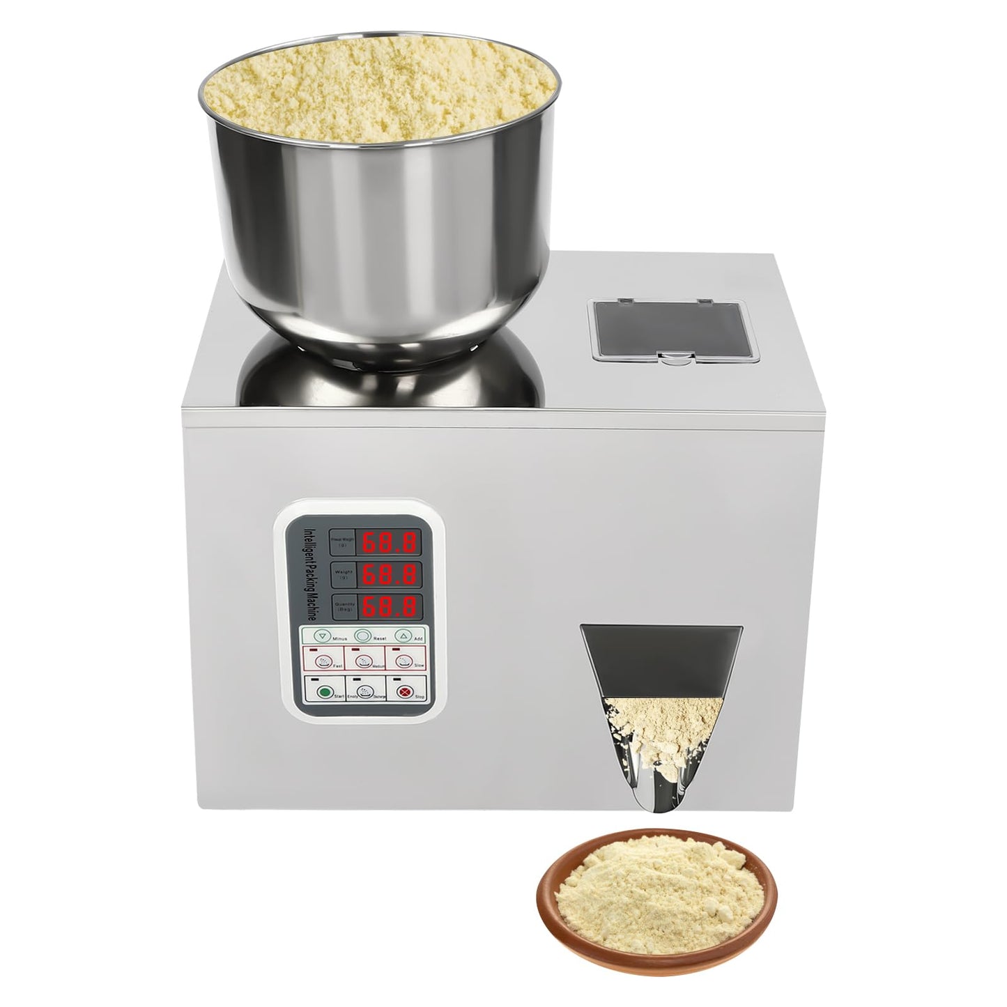 ONEUPING Automatic Particle Filling Machine 1-100g Adjustable Powder Weighing Filler Particle Dispenser, 180W Smart Control Granule Filling Machine for Flour, Grain, Herb, Seed, Coffee Bean, Glitter