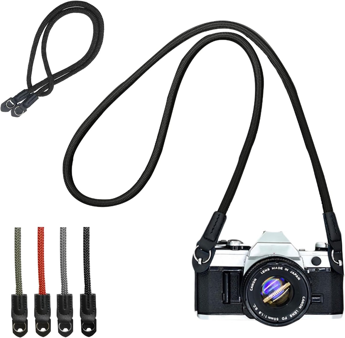 KONXISA Material,100cm Universal Camera Strap, Camera Neck Shoulder Strap with Nylon Vintage Climbing Rope for DSLR