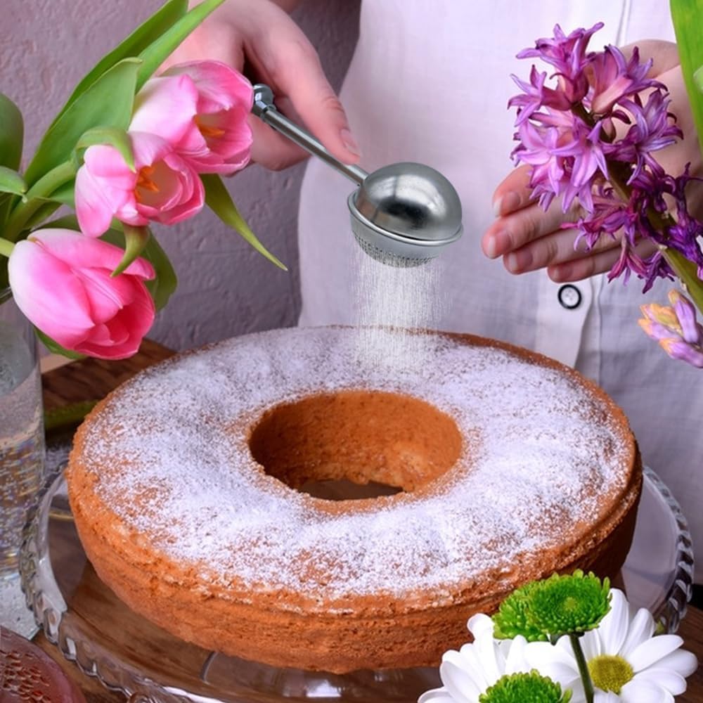SENHAI 2 PCS Stainless Steel Flour Sifter - Perfect for Baking & Powdered Sugar Shaking | Half-Hole & Full-Hole