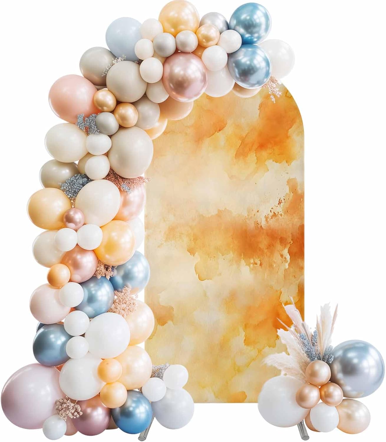 Jnbasdffb 7.2 Orange Fall Ombre Wedding Arch Cover, Stretchy Spandex Arch Backdrop Stand Covers FT, Watercolor Abstract
