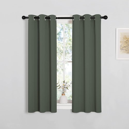 NICETOWN Blackout Curtain Panels - Dark Mallard Thermal Insulated Drapes | 29 x 40 Inches, 1 Pair for Small Windows