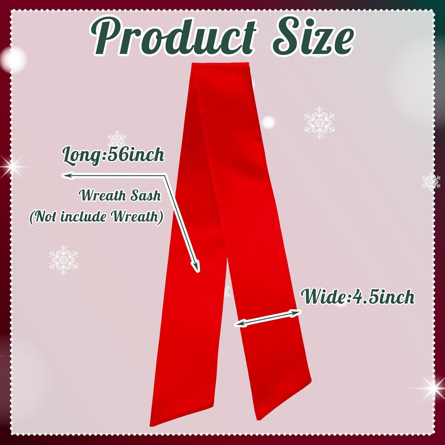 VitalCozy Wreath Sash - Embroidered Monogram Satin Ribbon for Front Door | 4.5'' X 56'' Red