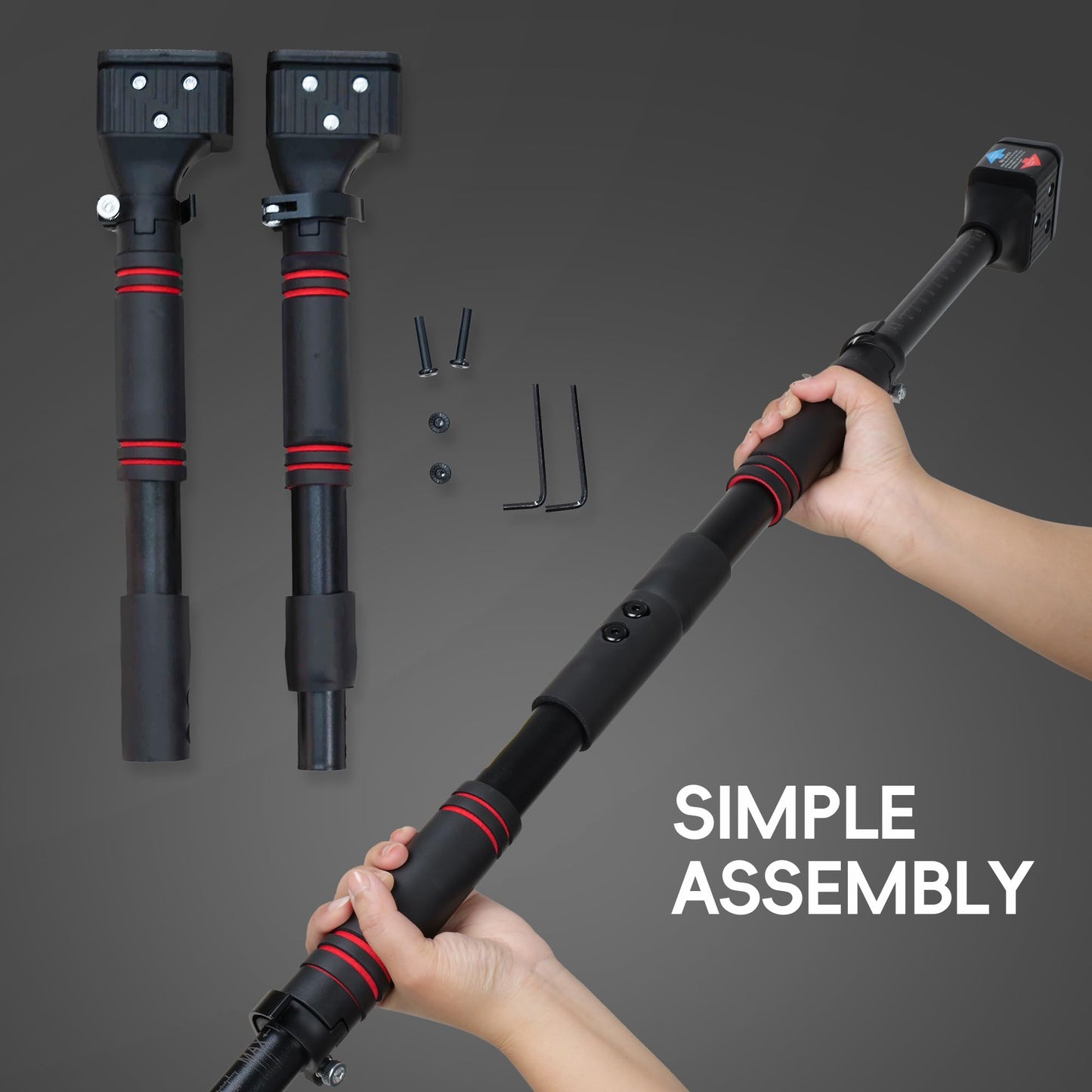 leikefitness Pull-Up Bar For Door Frame Chin Up Bar Upper Body Workout - Indoor Portable Training Pull-Up Bars - Adjustable 28.3"- 37.8" Width Locking Mechanism