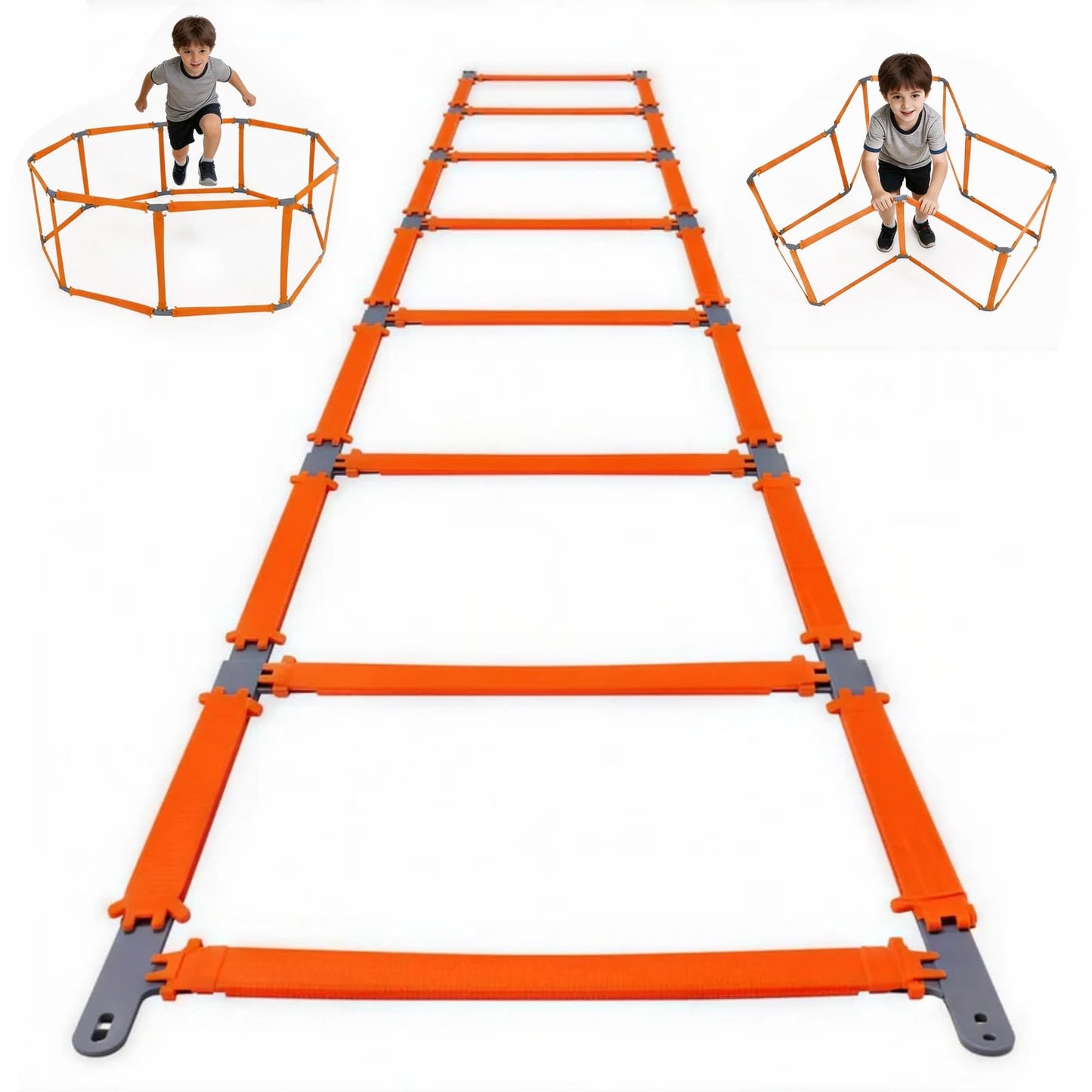 UULENNYM Speed Ladder, Agility Ladder Speed Training Equipment, 2-in-1 Adjustable Hurdle Ladder for Soccer, Rugby, Fitness, Footwork and Agility Training