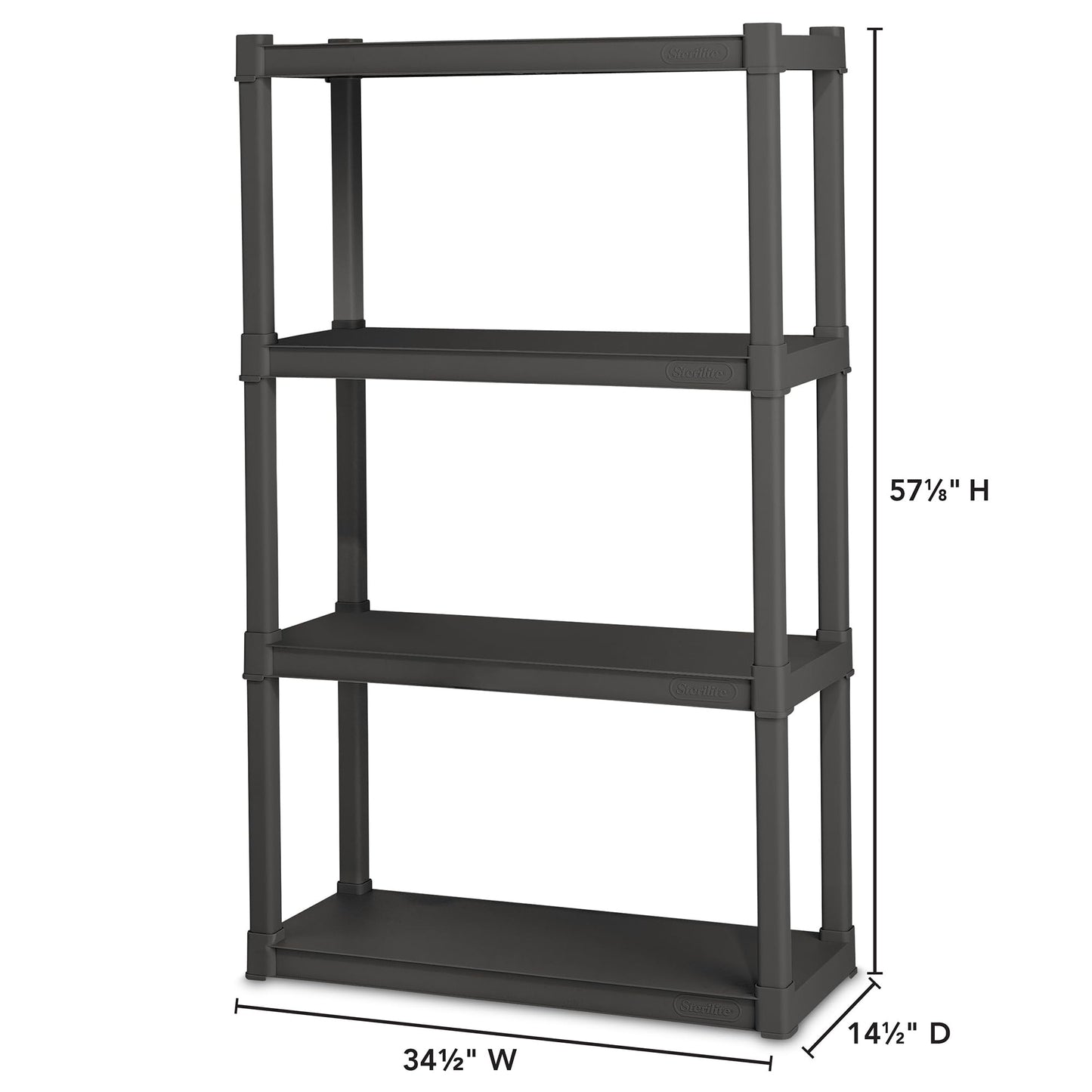 Sterilite 2-Pack 4 Shelf Unit, Heavy-Duty Shelving Storage and Utility Rack - Standing Plastic Organizer Shelves for Kitchen, Bathroom, and Garage