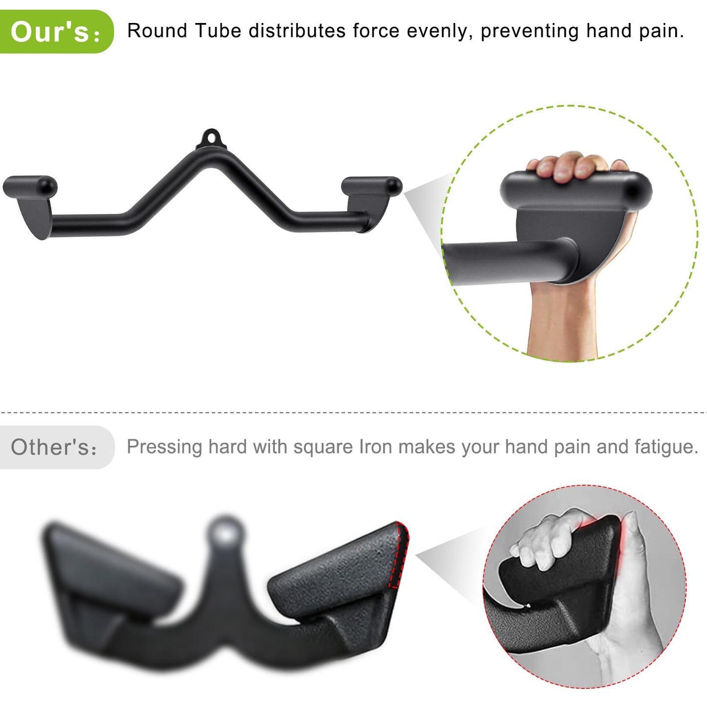 SELEWARE Multifunction-Grip LAT Pull Down Bars W/Heavy Duty Steel Tubing Structure Home Gym Workout Attachments Triceps Press Down Bar for Cable Machine Back Strength Training V-Bar Rowing Set Size L
