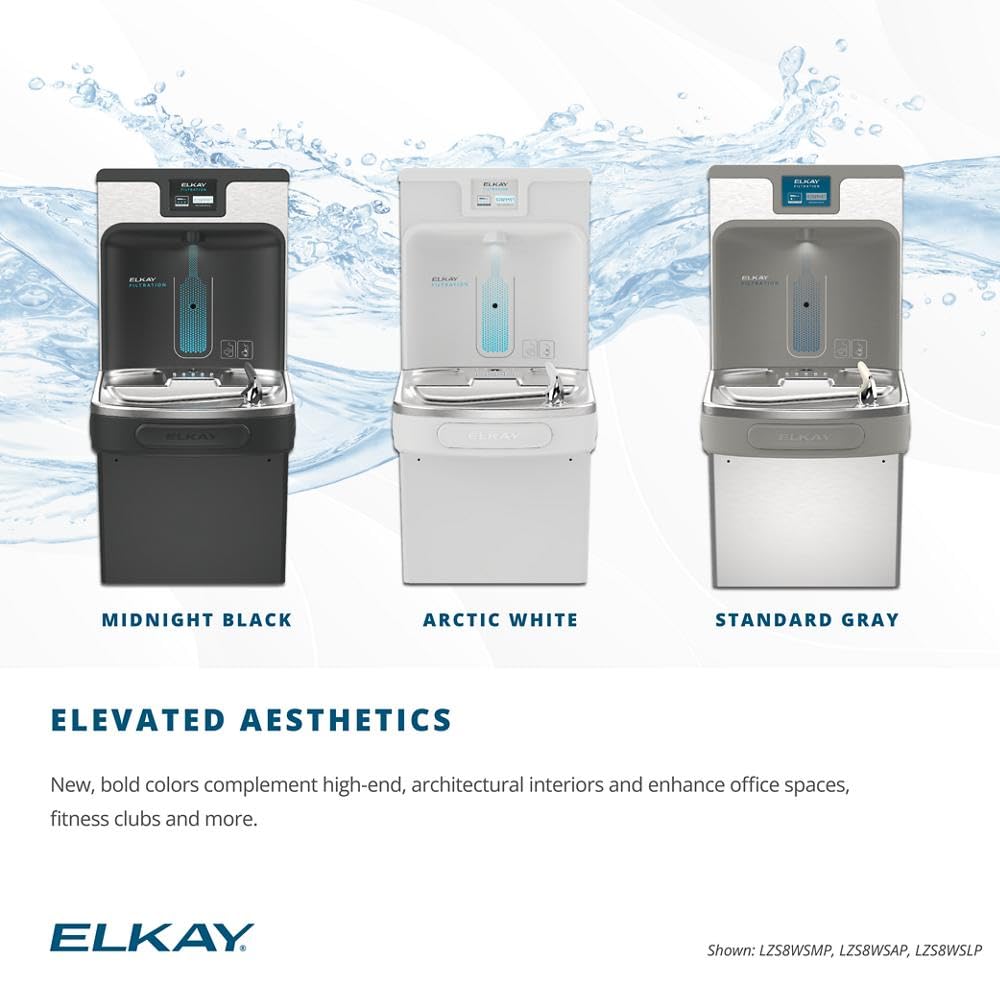 Elkay LZSTL8WSLP Enhanced Bottle Filler & Bi-Level ADA Cooler Refrigerated Light Gray Granite High Capacity Lead Drop Down Wrapper
