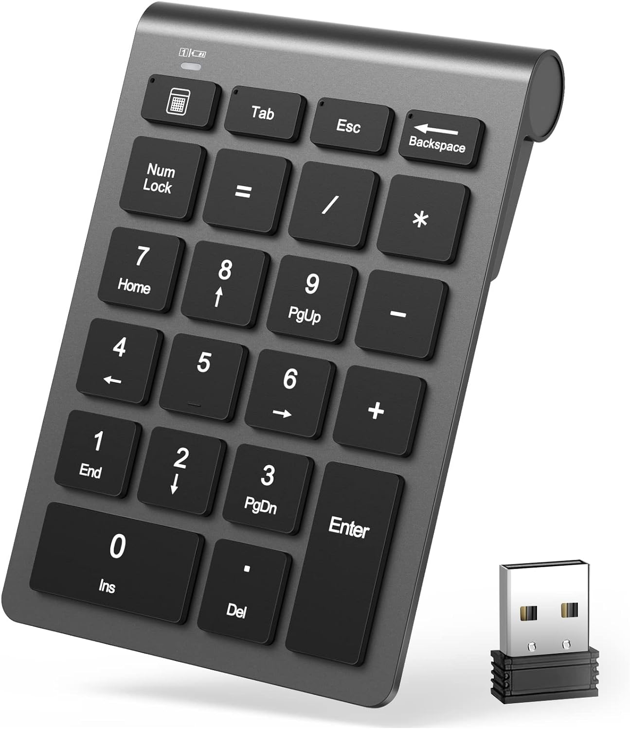 LIANGSTAR 22 2.4GHz 10 Accounting Number Pad, Wireless Numeric Keypad Keys Portable Keyboard Extensions with USB