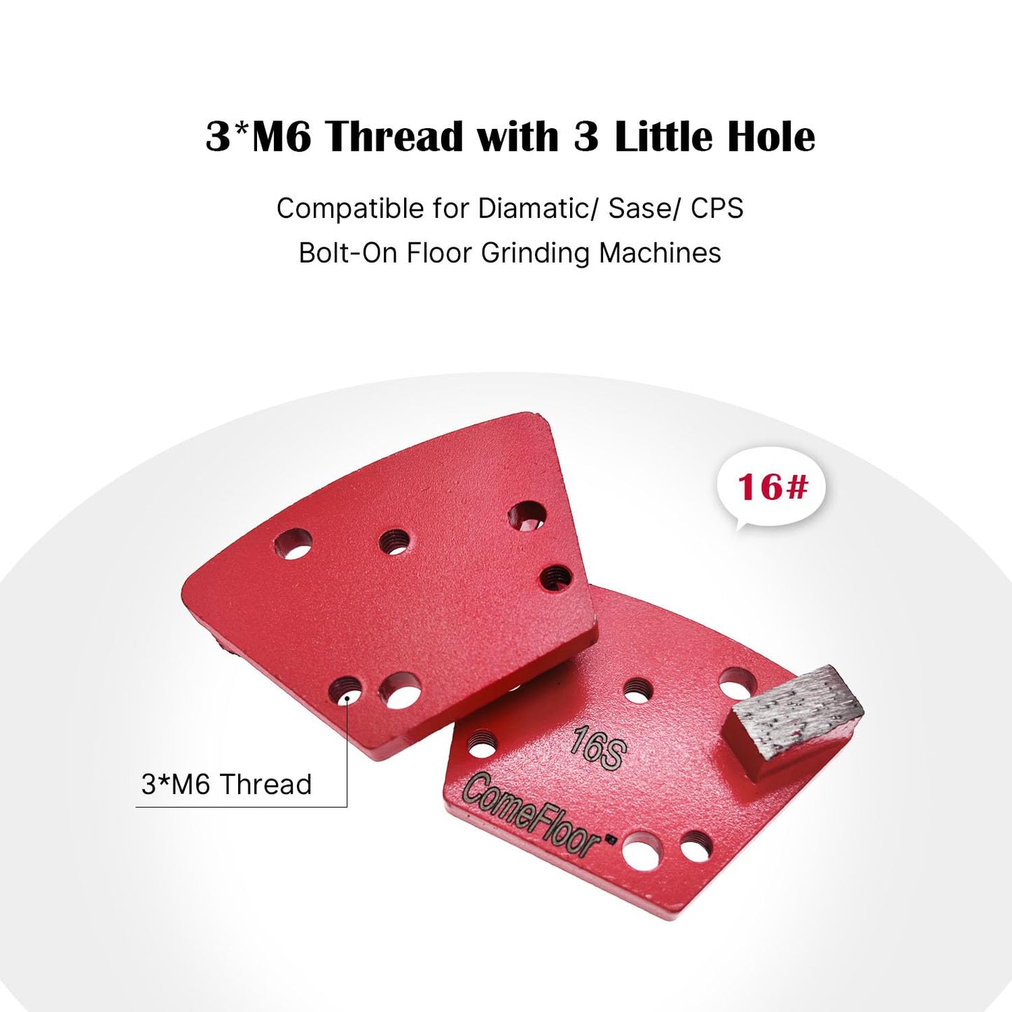 Trapezoid Diamond Metal Grinding Shoes for Concrete Floor, Compatible with Diamatic/Sase/CPS Grinders, Half Bar Seg 16 Grit Soft Bond, 9PCS