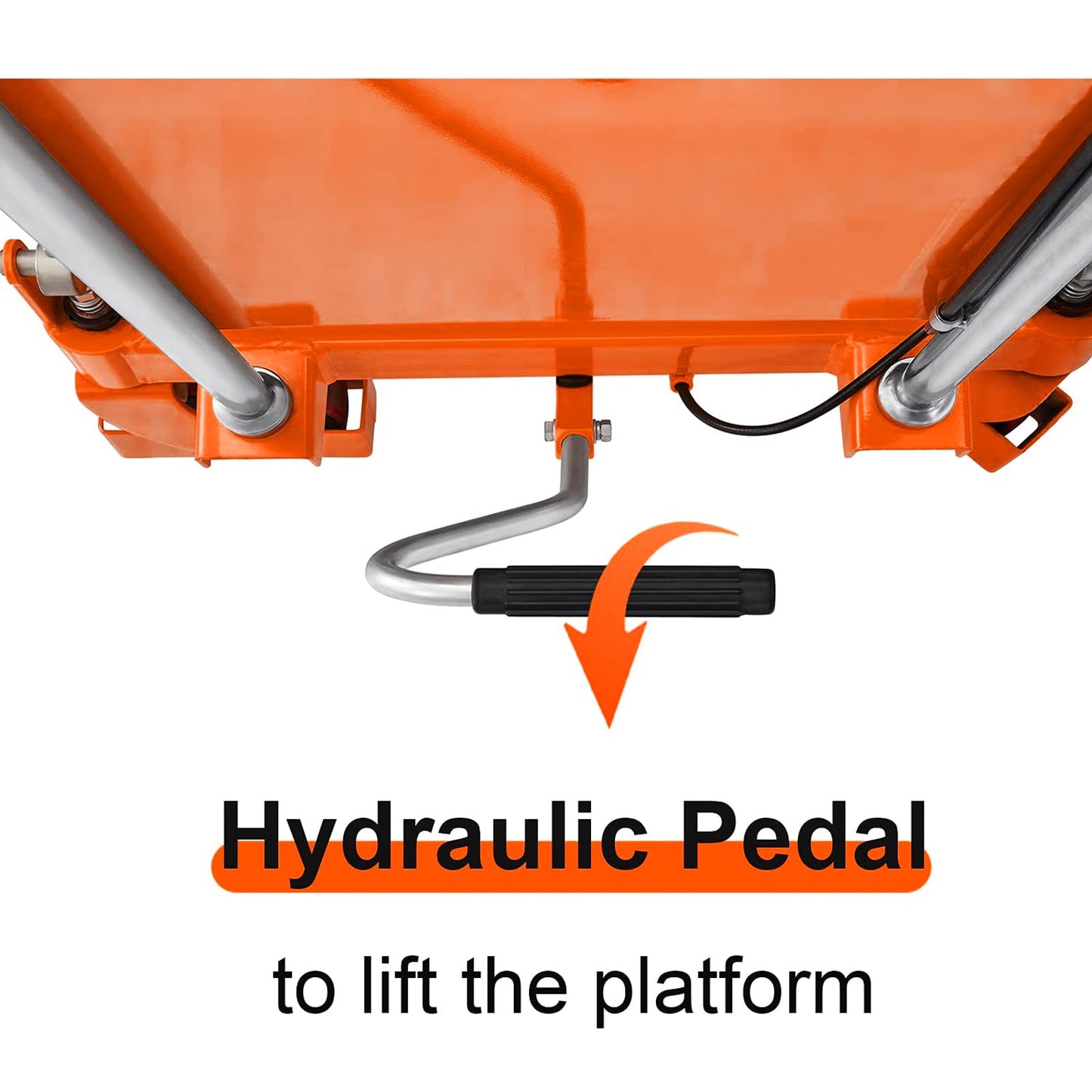 APOLLOLIFT Hydraulic Lift Table Cart, 770lbs Capacity 51" Lifting Height, Double Scissor Lift Table with 4 Wheels and Safety Back Guard for Material Handling and Transportation(Orange)