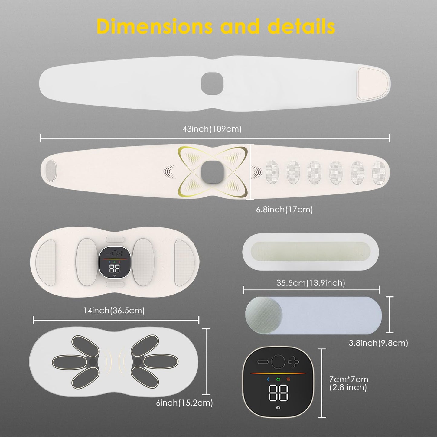 Abs Sculptor, Ab Toning Belt with Heat for Stomach Cellulite Removal Belly Fat Burning, ab Toner Machine for Belly Exercise Smooth & Firming, Lower Back Massager for Women Men Pain Relief Unisex Gifts