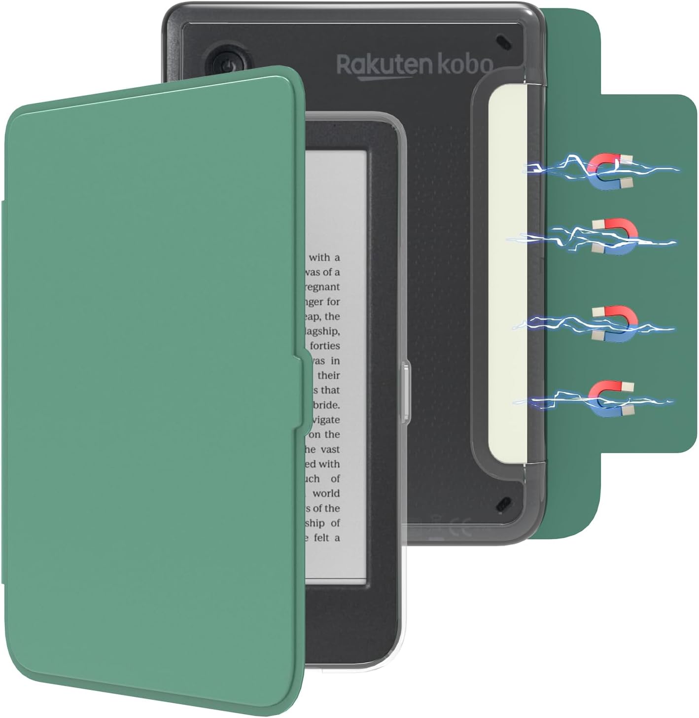 E NET-CASE 6" (2024) (2024) /2E (2022) Detachable Magnetic Case for Kobo Clara Colour /Clara BW eReader, Ultra Clear