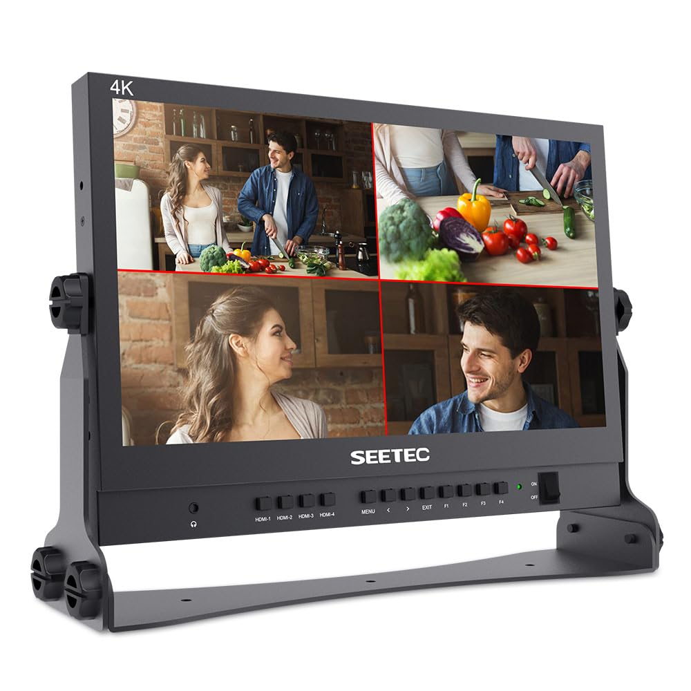 SEETEC ATEM156 15.6 Inch Live Streaming Broadcast Director Monitor with 4 HDMI Input Output Quad Split Display for ATEM Mini Pro Video Switcher Mixer Studio Television Production