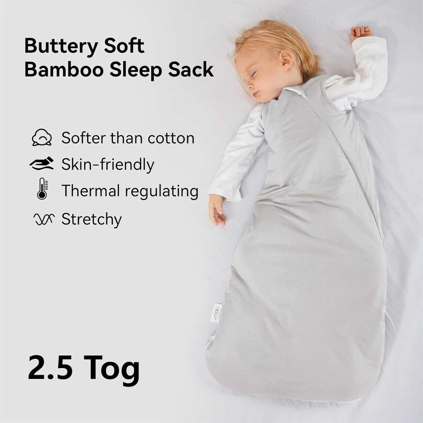 Bamboo Rayon Sleep Sack by [Brand Name] - Ultra Soft 2.5 Tog Winter Wearable Blanket for Babies 6-12 Months | 2-Way Zipper, Unisex