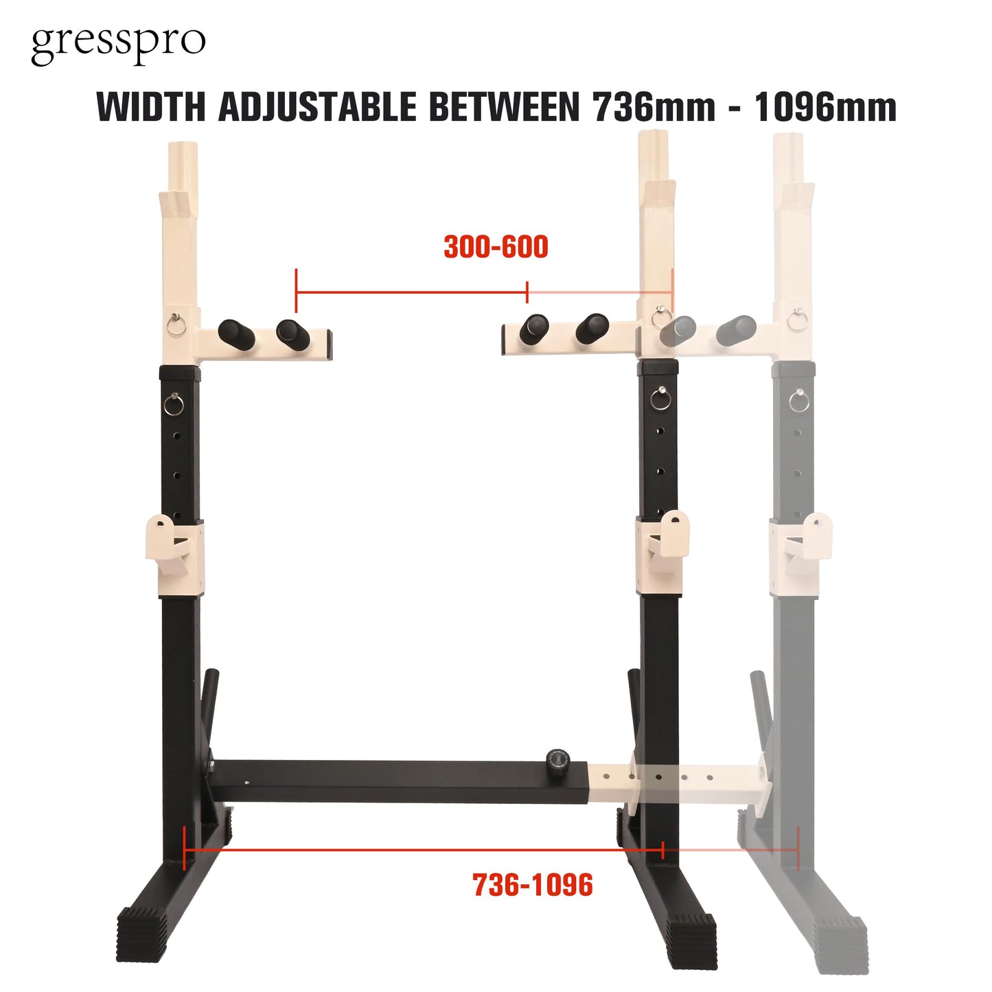 Gresspro Gresspro Barbell Rack Stand with Dip Bar Attachment - Multifunctional Adjustable Squat Rack, Heavy-Duty Dumbbell Rack, Strength Training Dip Station, Home Gym Equipment Max Load 550lbs