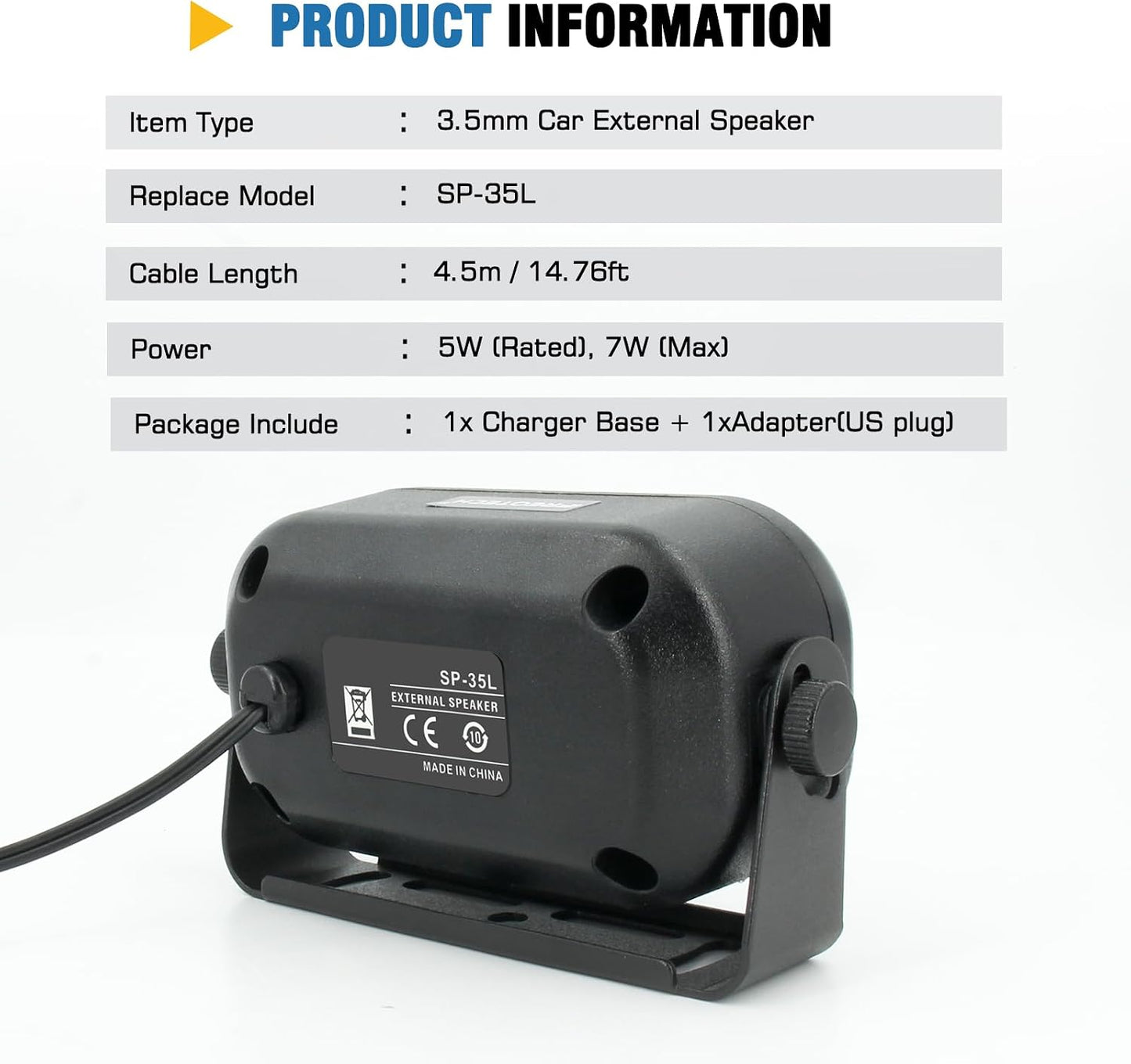 35L 3.5mm IC2730 ID5100 ID4100 IC7100 IC718 IC2300H SP Car External Speaker Mini Portable Speaker Compatible with CB