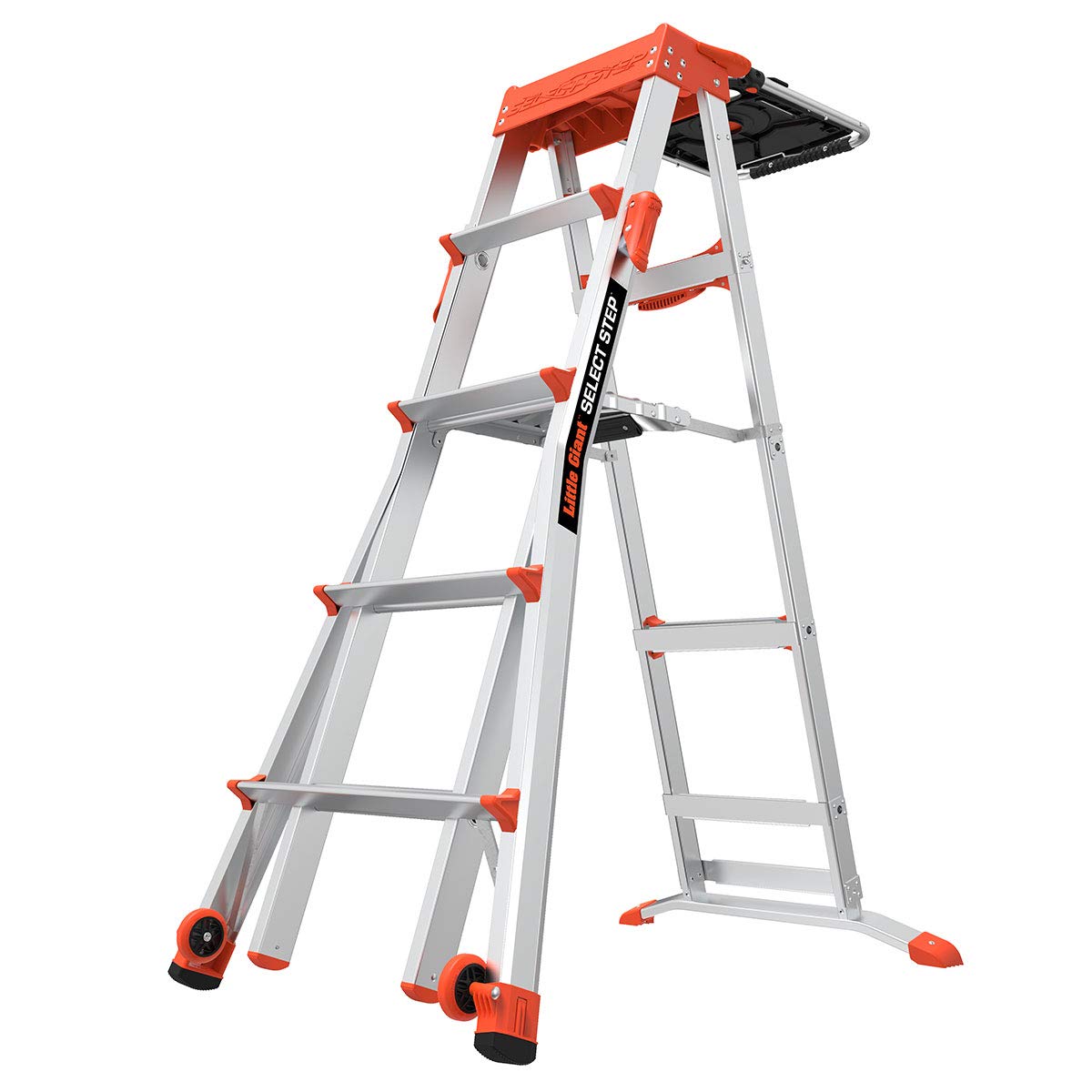 Little Giant Ladders, Select Step with AirDeck Accessory, 5-8 Foot, Stepladder, Aluminum/Orange