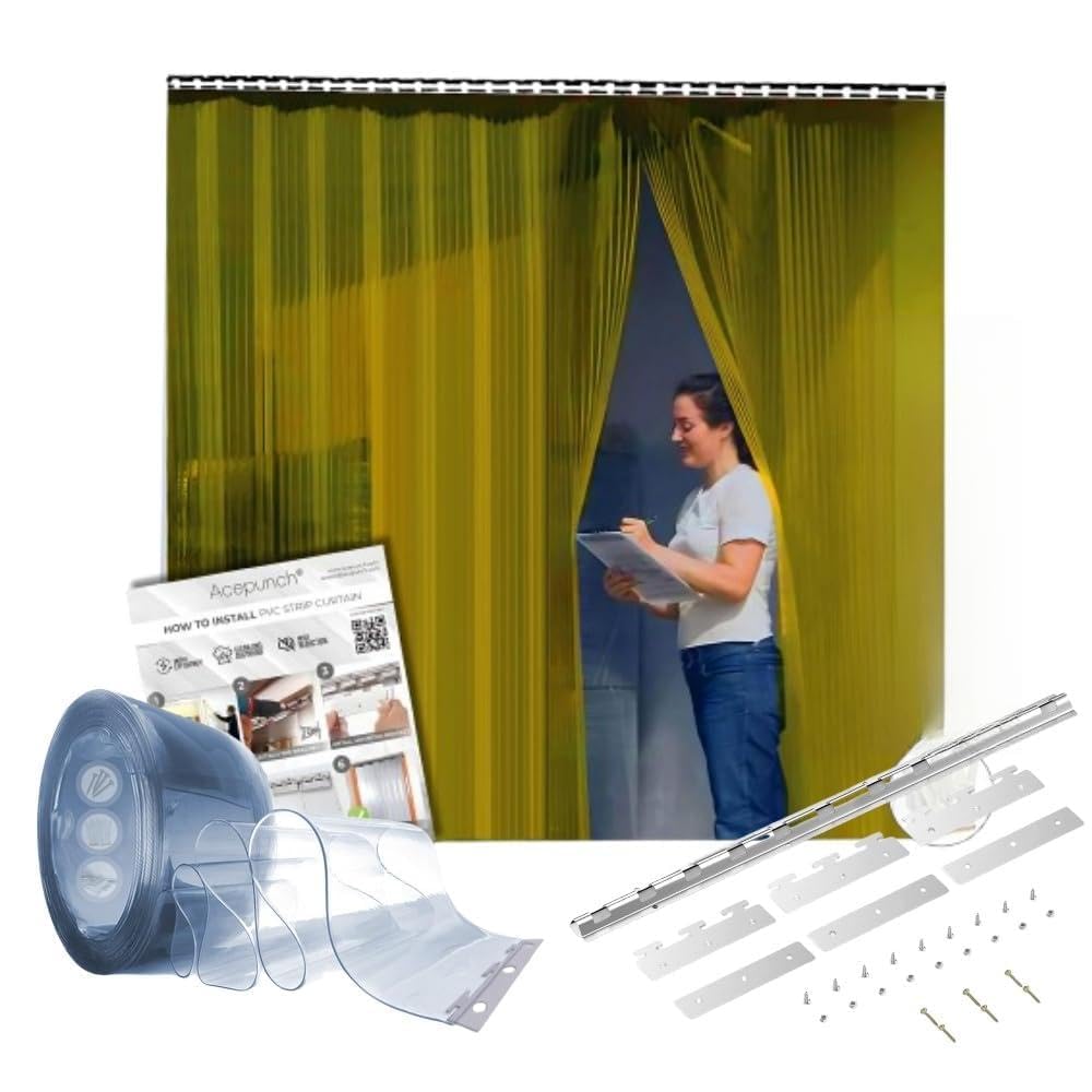 Acepunch Commercial PVC Strip Door Curtain Kit Bundle