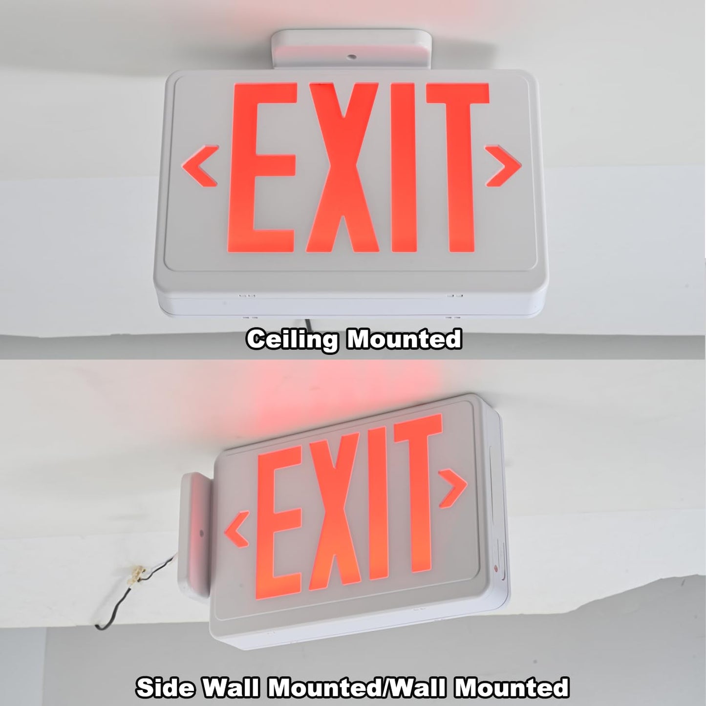 Apmeetlux Red LED Exit Sign,4Hours Plug in Cord Emergency Exit Light with Battery Backup for Business,Commerical Emergency Lighting Double Face UL 924 AC85-277V