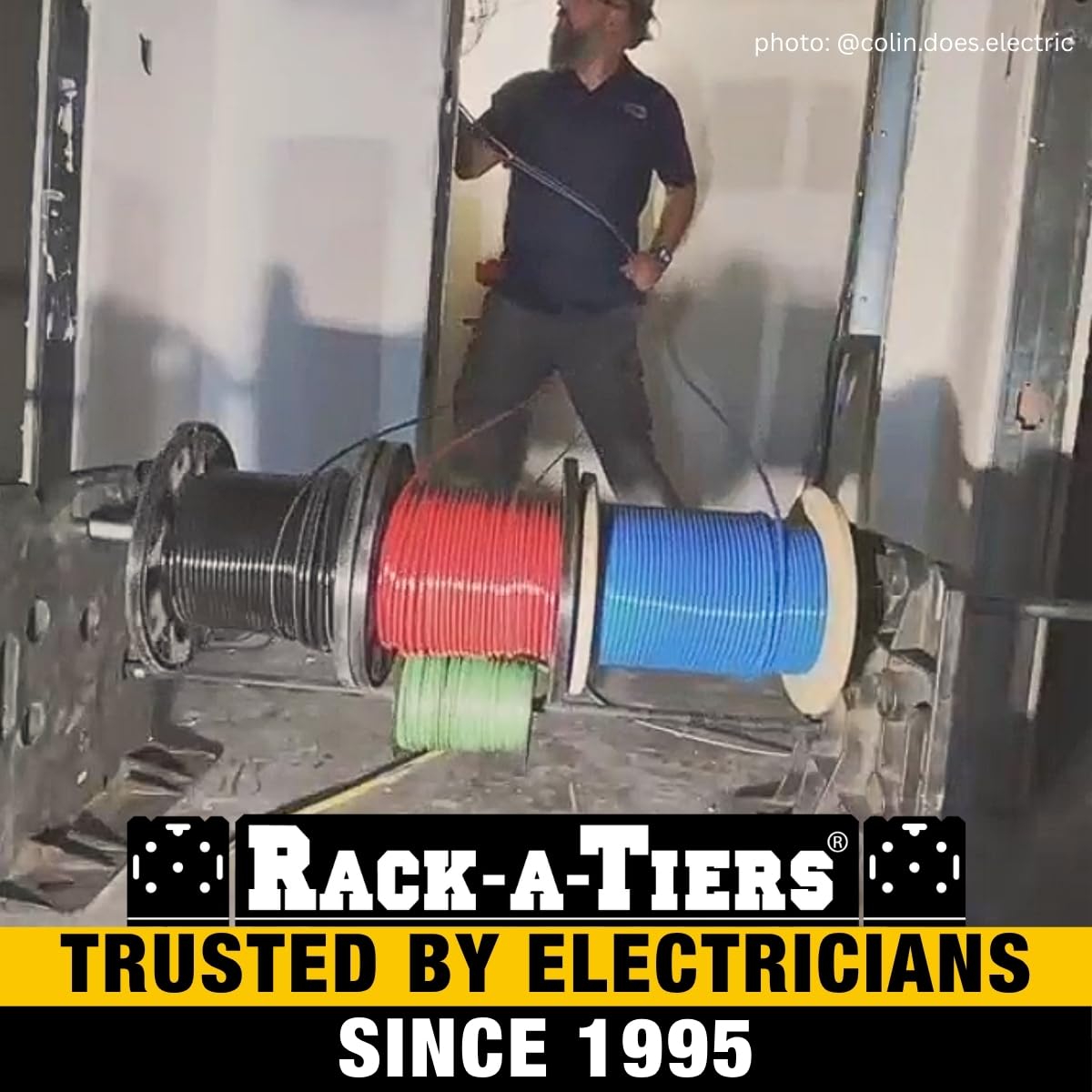 Rack-A-Tiers XL Multi-Purpose Cable Dispenser - Award Winning Electrical Wire Rack, Wire Spool Caddy (11470)
