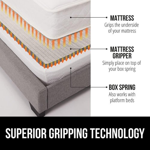 GORILLA GRIP Non-Slip Mattress Gripper - Prevents Sliding & Keeps Bed in Place | Easy Trim Pads, Queen