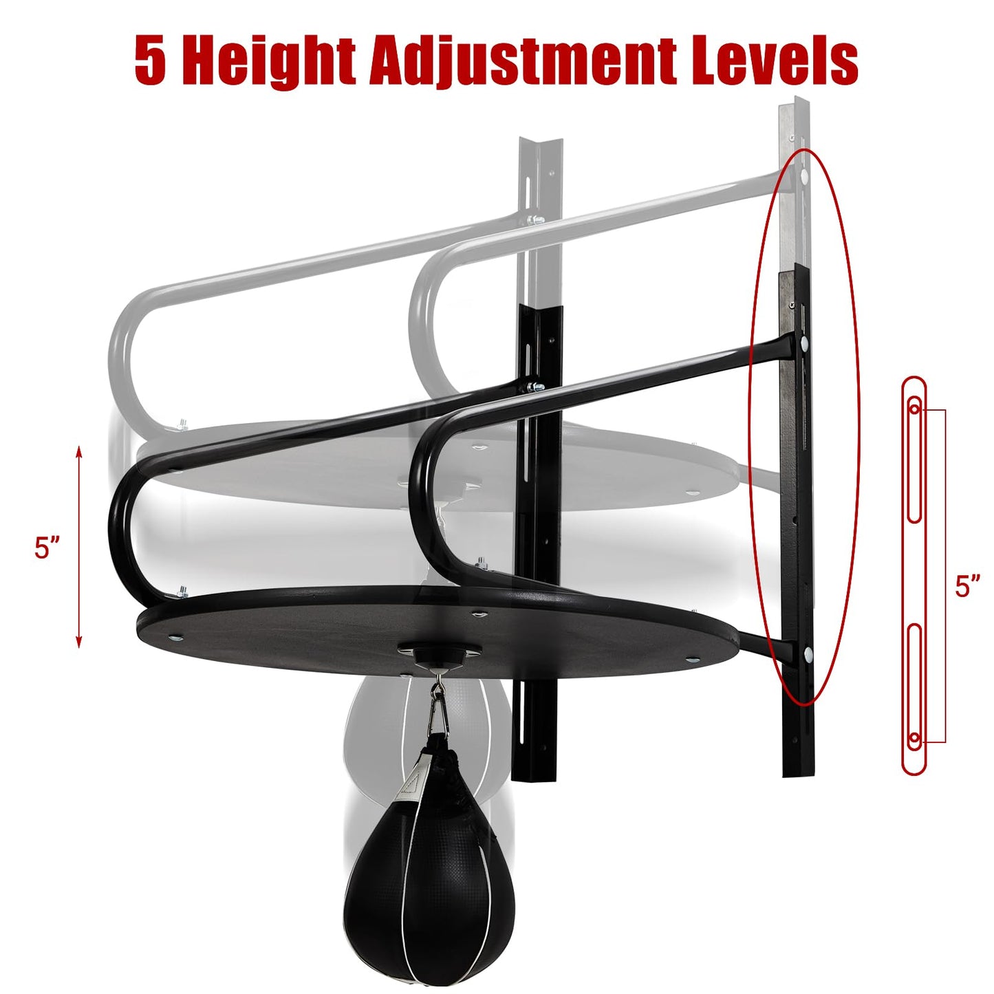 Heavy-Duty Adjustable Speed Bag Platform, 24-Inch Wall Mount Boxing Kit with 360° Swivel for Professional Home Gym Training