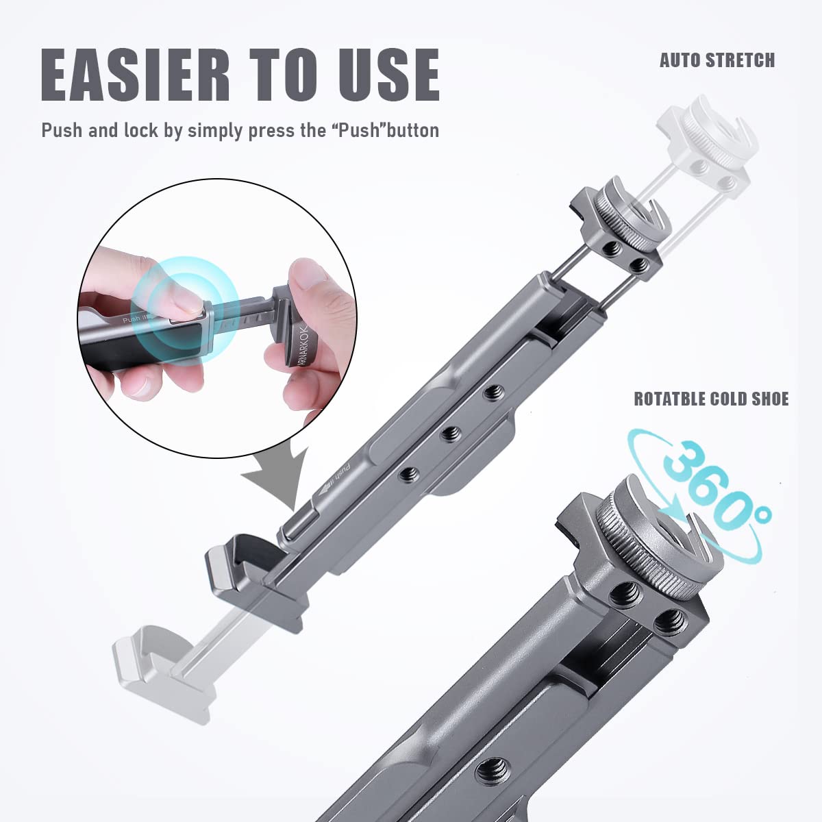 Full Metal Tablet Tripod Mount 7.9 -12.9 Inch Tablet Holder Horizontally & Vertically Position with 1 Rotatable Cold Shoe, 2 Arca Swiss Plate for iPad Video Camera Vlog Shooting Live Streaming