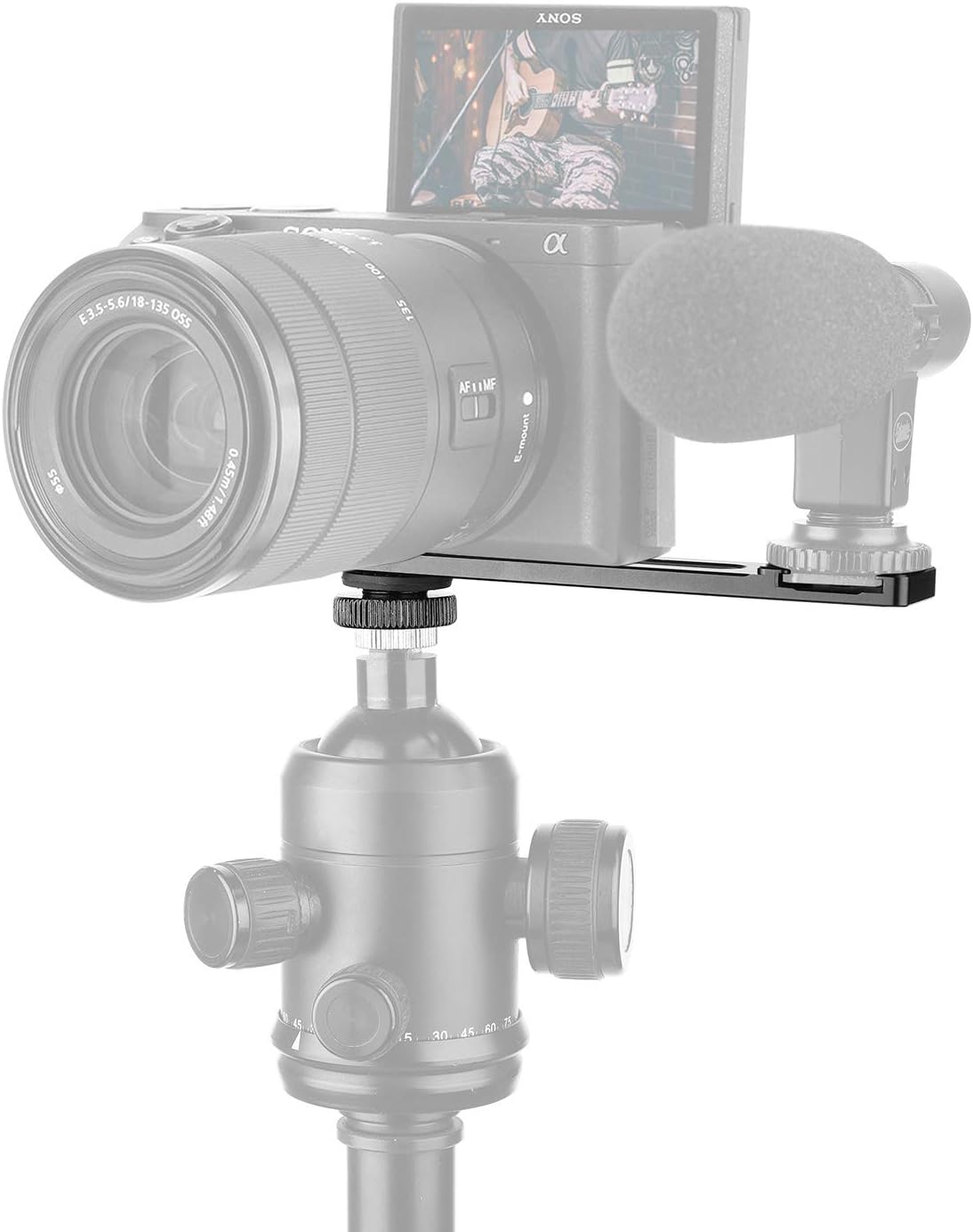 ChromLives 1/4'' A6400 6300 6500 6000 4 Cold Shoe Bracket Extension Bar, Hot Shoe Extension, Microphone Mount