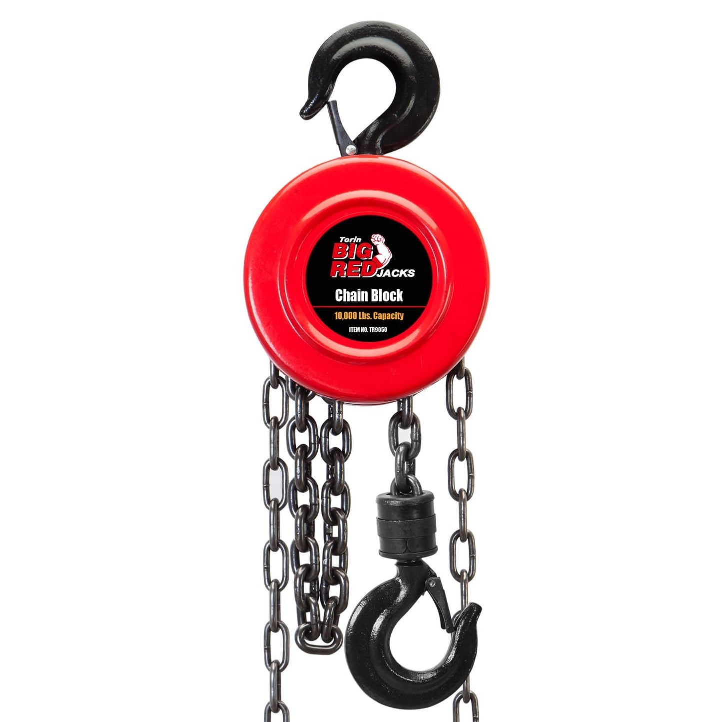 Big RED Manual Hand Lift Steel Chain Block Hoist with 2 Hooks, 5 Ton (10,000 lb) Capacity, Red