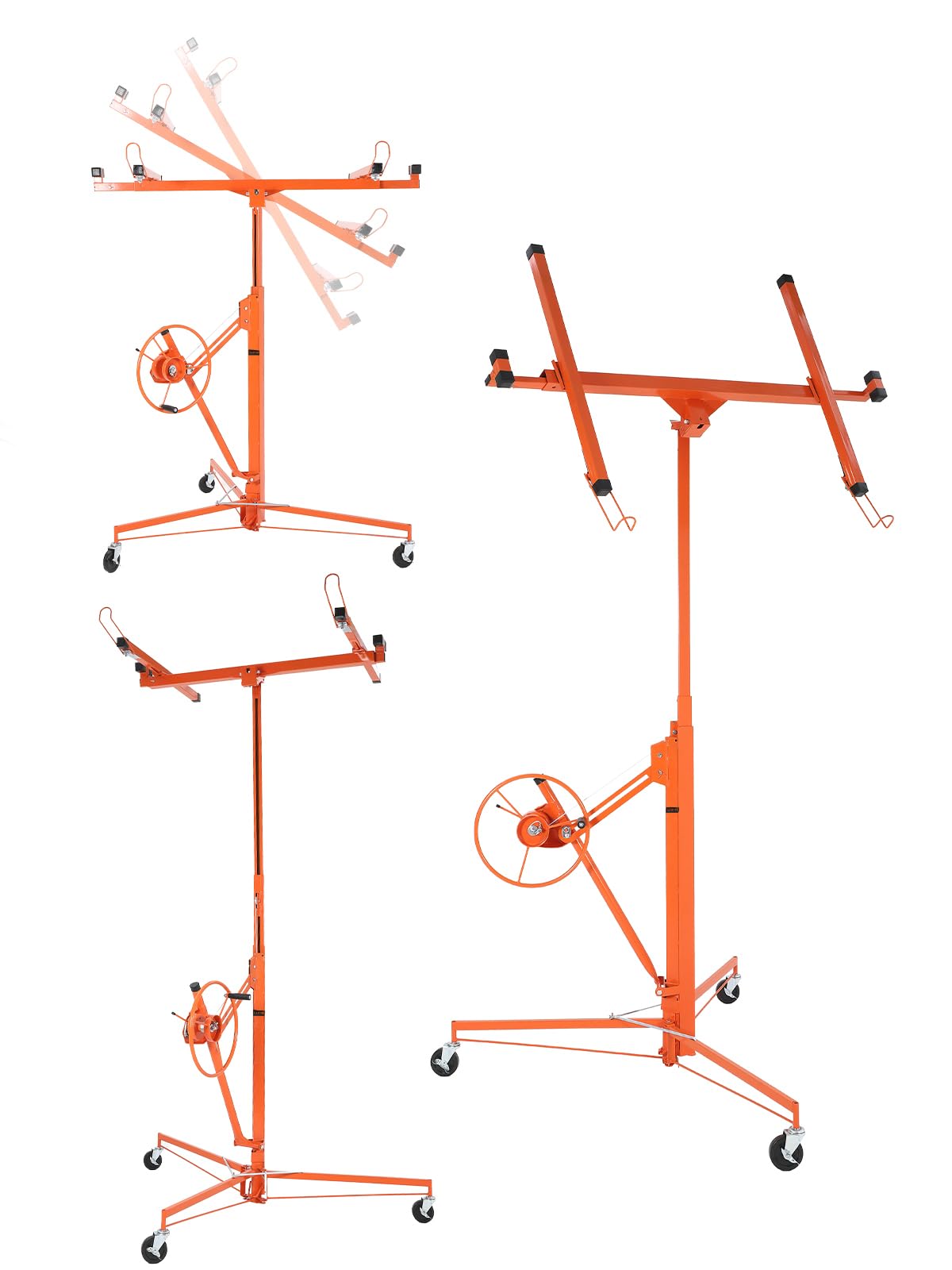 Garvee Drywall Lift 16Ft Sheetrock Lifter,Drywall Rolling Lifter Panel,150LBS Heavy Duty Sheetrock Hoist Panel Hoist Jack with 360° Adjustable Telescopic Arm & 3 Lockable Wheels
