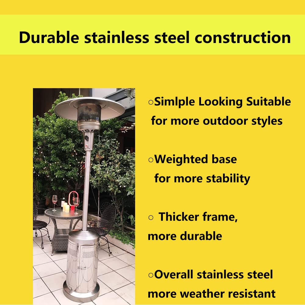 Gas Patio Heater with Wheels And Cover，48,000 BTU of Outdoor Portable LP Propane Commercial Heater ，automatically shuts off gas flow,with CSA Certified for Garden