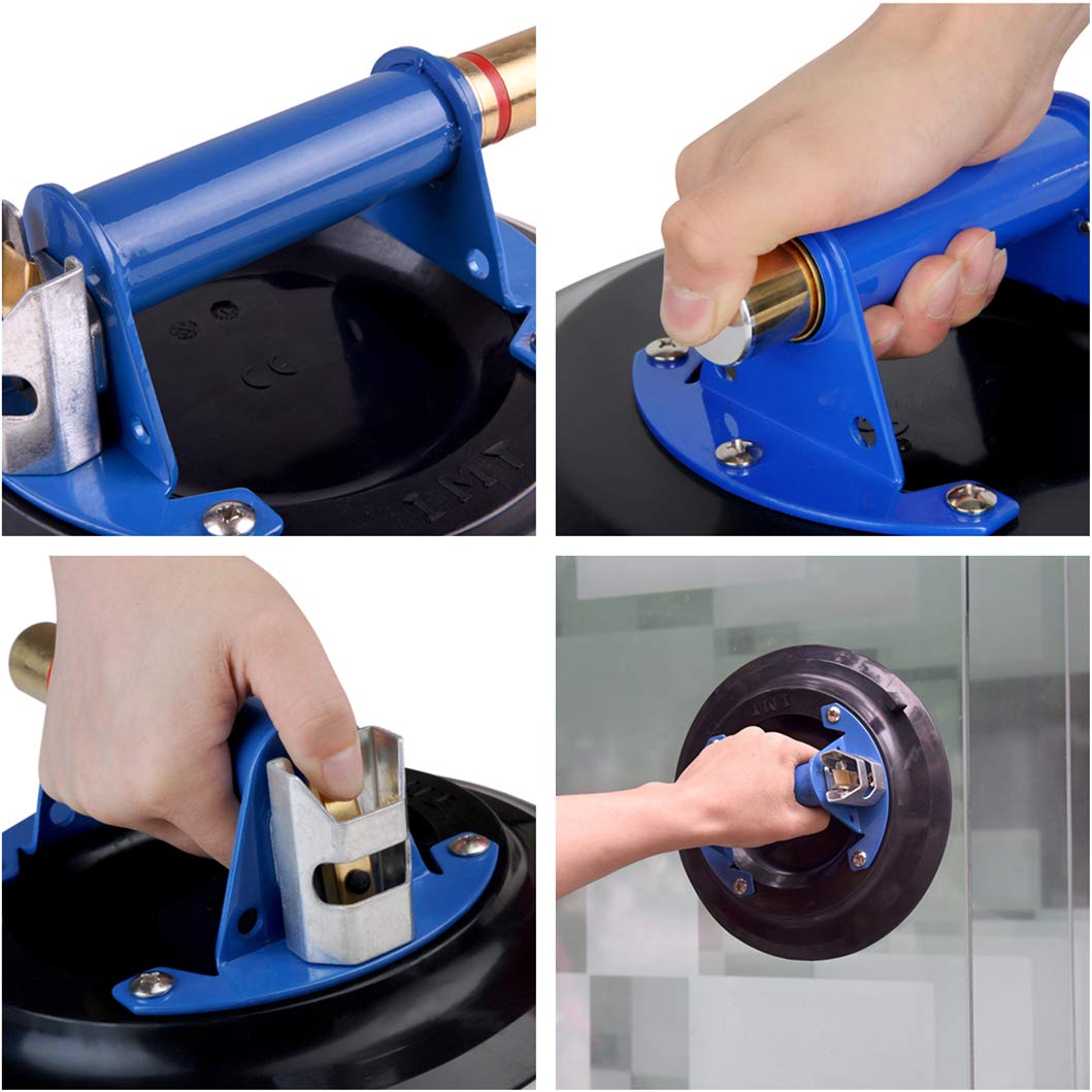 IMT 8" Metal Suction Cup for Glass, Vacuum Pump Suction Cups to Lift Large Glass, with Metal Handle and Brass Pump, 265lbs Load Capacity