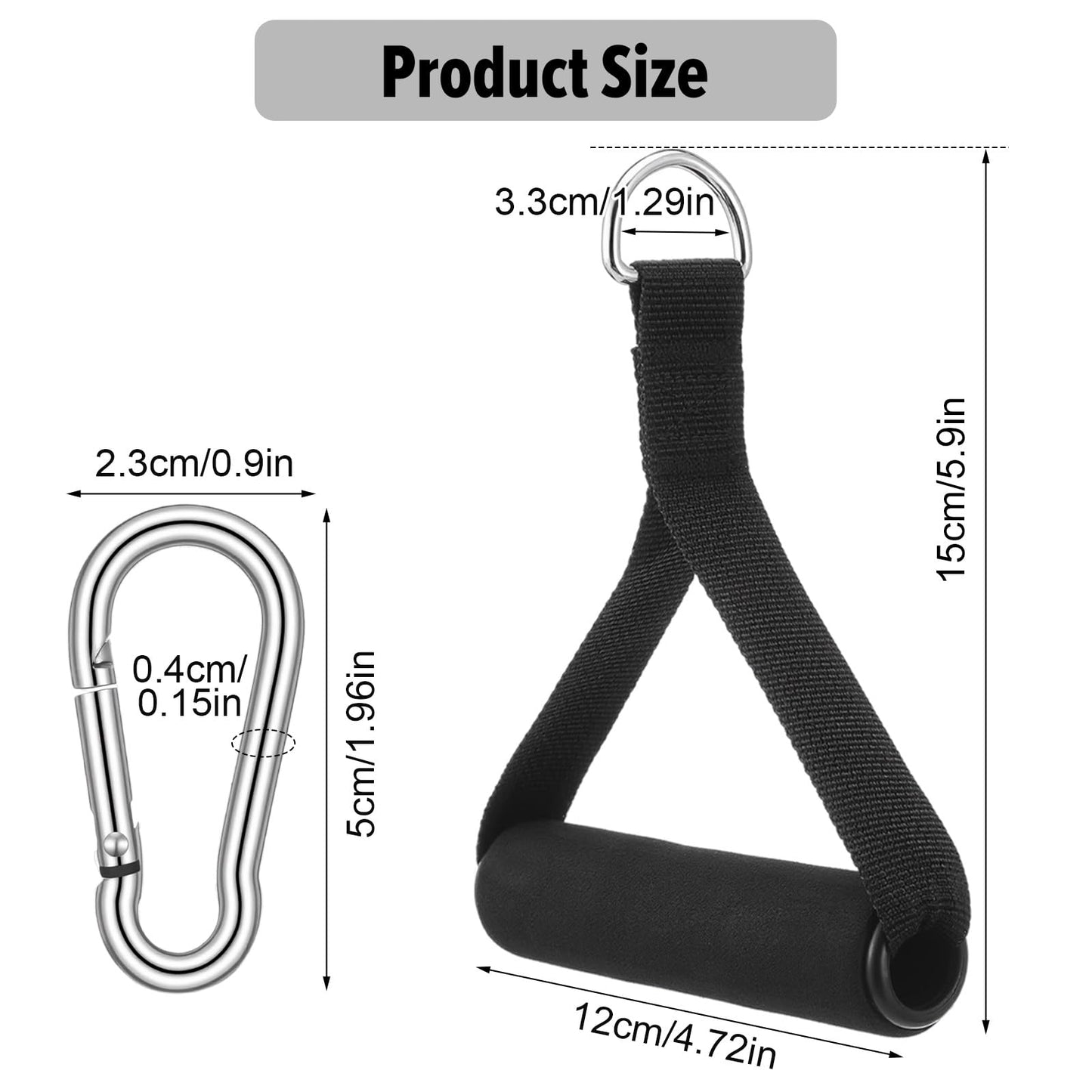 4 PCS Pull Handles Resistance Bands Foam Handle Replacement with 4 Clips, Heavy Duty Gym Handles Exercise Rope Resistance Band Handle Equipment for Cable Machine Attachment, Strength Training Workout