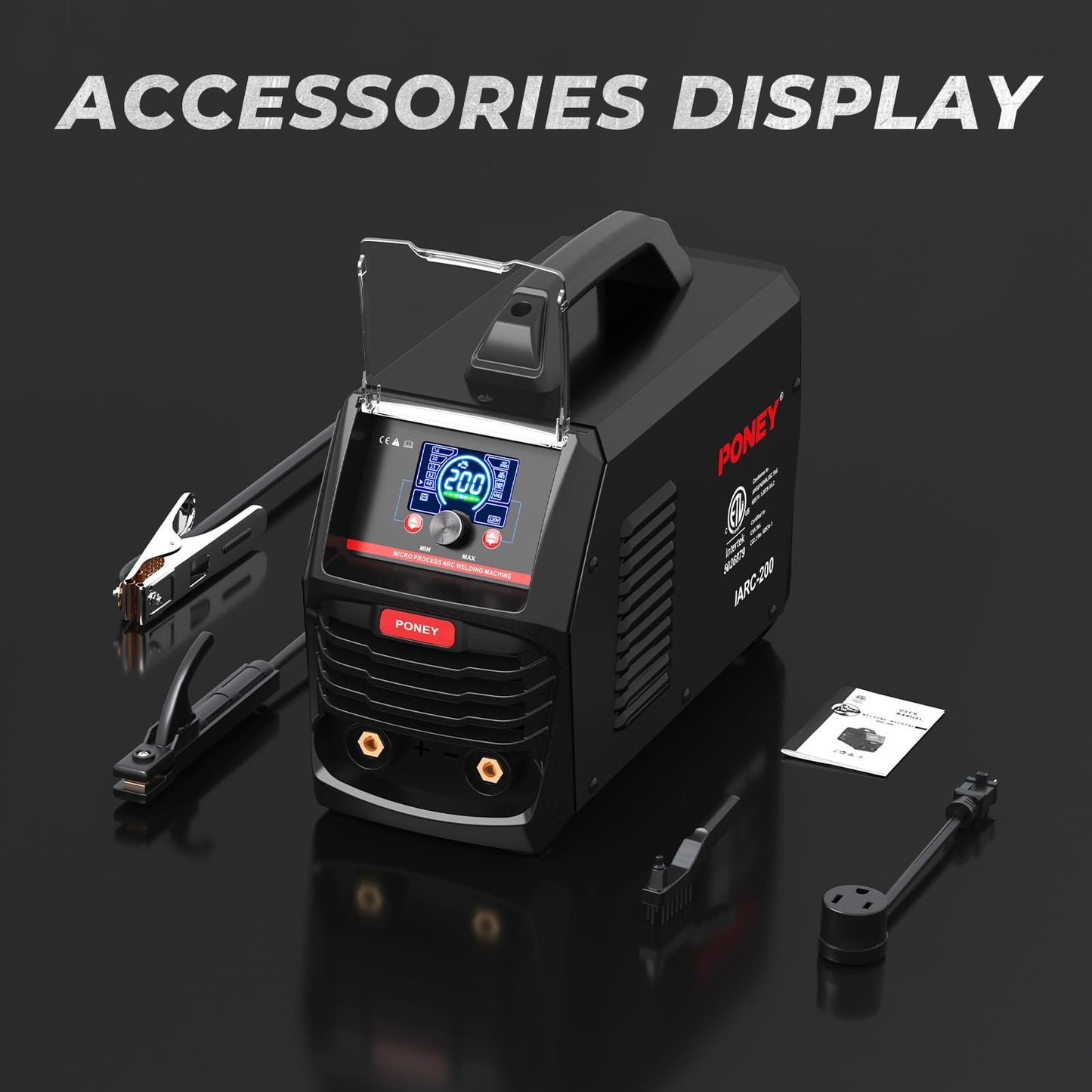 PONEY Stick Welder, 200V 110V/220V MMA/Lift TIG 2 in 1 Welding Machine, Digital Display, Hot Start, Arc Force, VRD, IGBT Inverter Welder with Pure Copper Coil (IARC-200SKN)