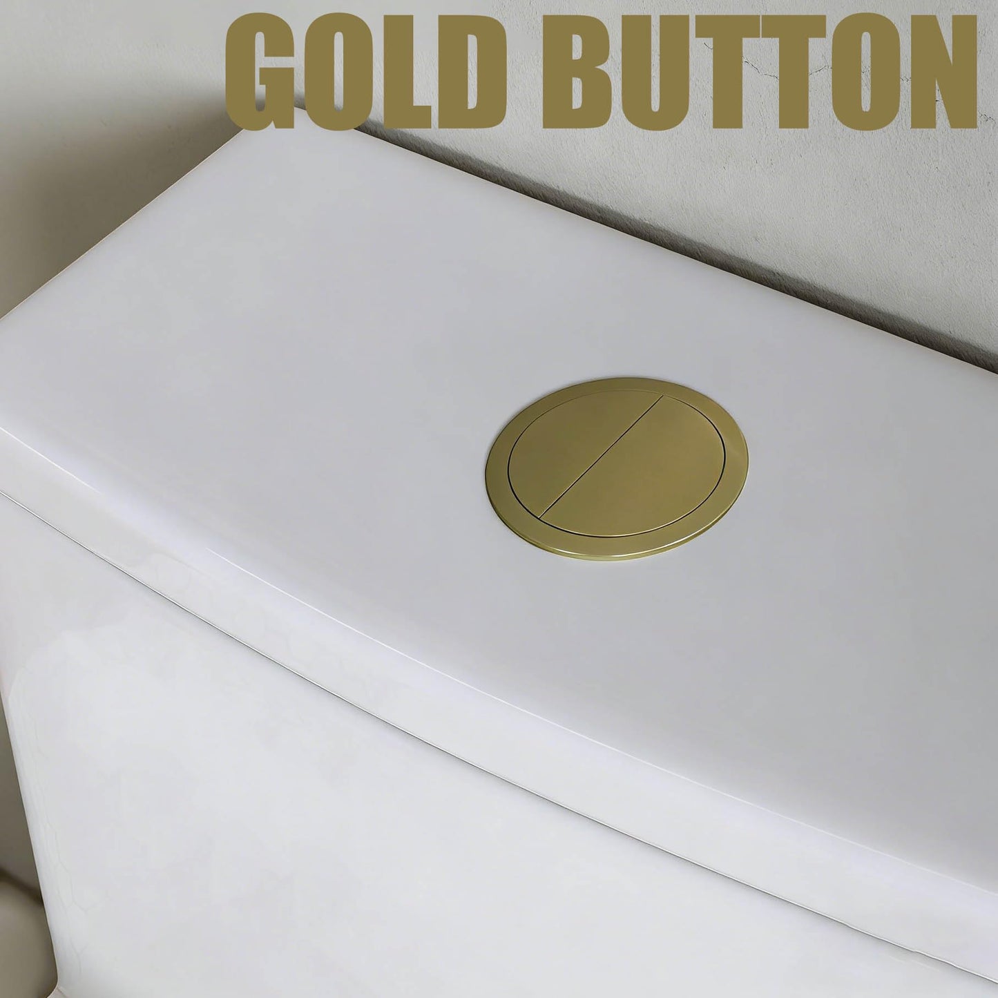 BayRoll One Piece Sleek Modern Toilet, 17" ADA Comfort Chair Height Seat, Dual Flush 0.9/1.28 GPF, MAP 1000g, 12" Rough-In, Compact Fully Skirted Round Toilet for Bathrooms, Gold Button