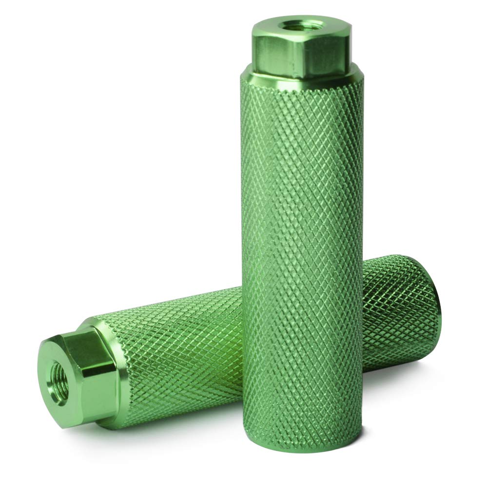 Vuwuma Amotor Bike Pegs Aluminum Alloy Anti-Skid Lead Foot Bicycle Pegs BMX Pegs for Mountain Bike Cycling Rear Stunt Pegs Fit 3/8 inch Axles (Green) 11