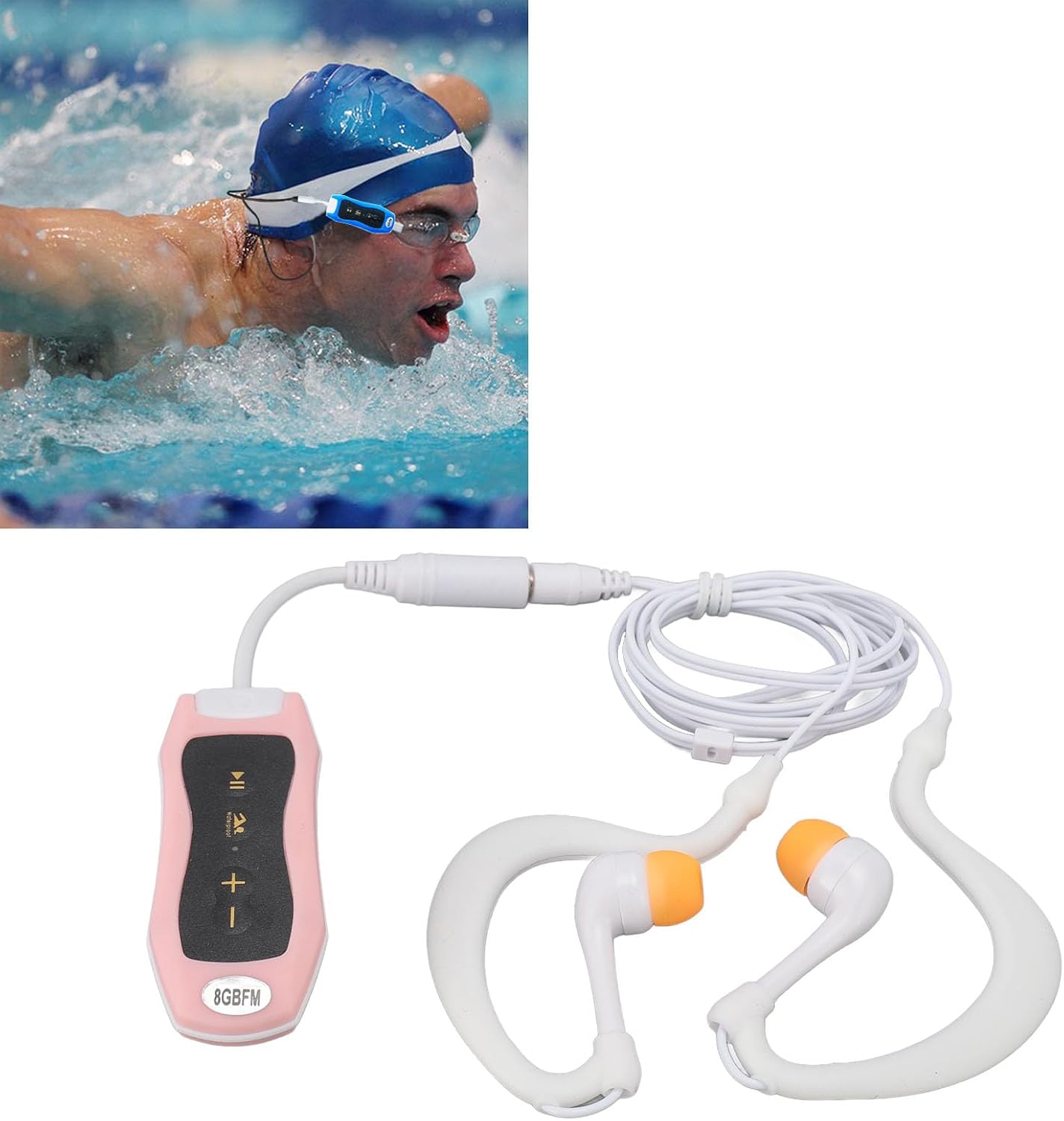 SALALIS IPX8 MP3 (8GB) Player with Earphone, ABS and Rubber Material, Hydrodynamic Design, Excellent Sound, Suitable