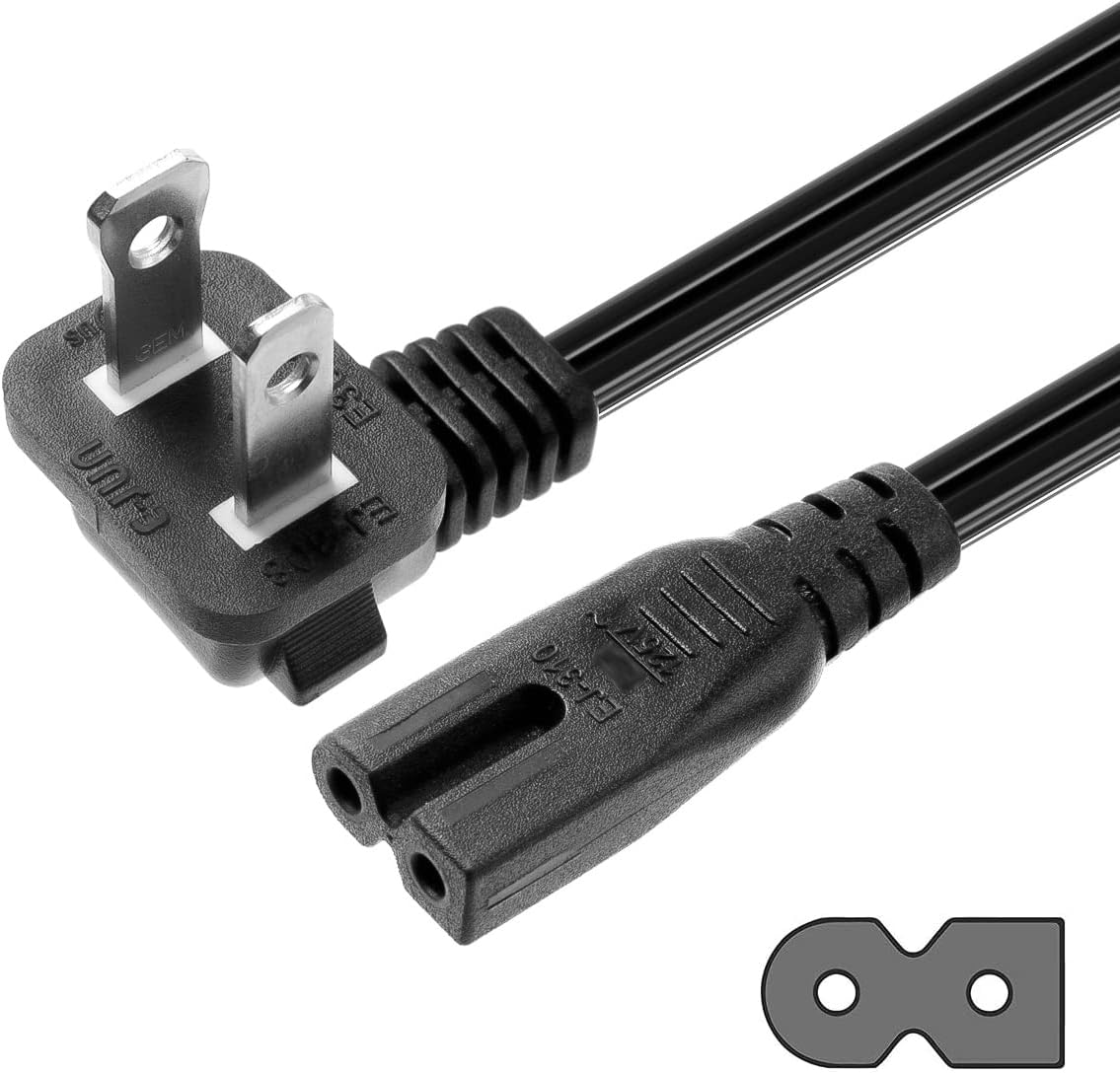 VSEER 2 90 18AWG SPT2 1-15P IEC320 C7 8 2-Slot (6 Prong Degree Angled Power Cord - NEMA to Figure Connector AC