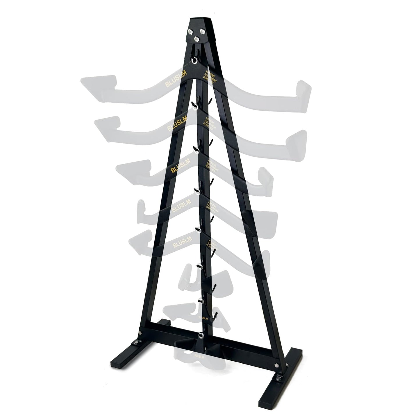 BLUSLM Gym Fitness LAT Pull Down Bar Storage Rack for Mag Grip - Heavy Duty A-Frame Stand for LAT Pulldown Attachments (BIG S-ZHIJIA)