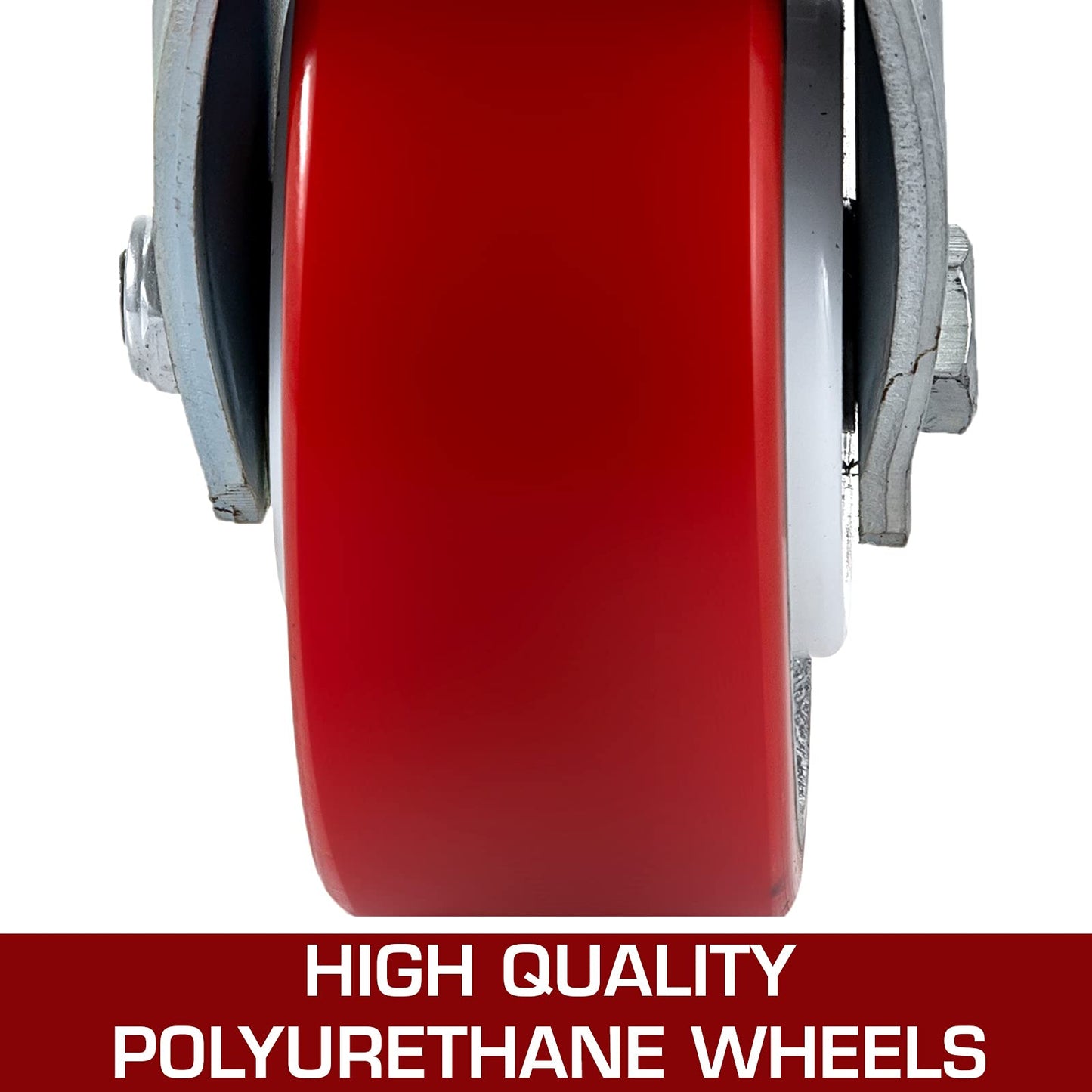 VEVOR Caster Wheels Set of 4, 6" Heavy Duty Casters (2 Rigid and 2 Swivel Casters with Side Brake) Polyurethane Iron Core Plate 4000LBS Capacity
