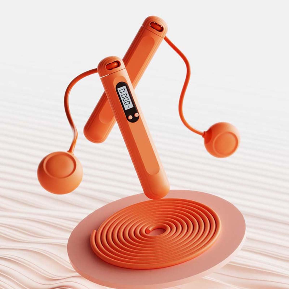 Cordless Jump Rope with Counter for Fitness - Adjustable Smart Skipping Rope For Men Women Kids Outdoor Speed Boxing Crossfit Workout Exercise Cardio (Orange)