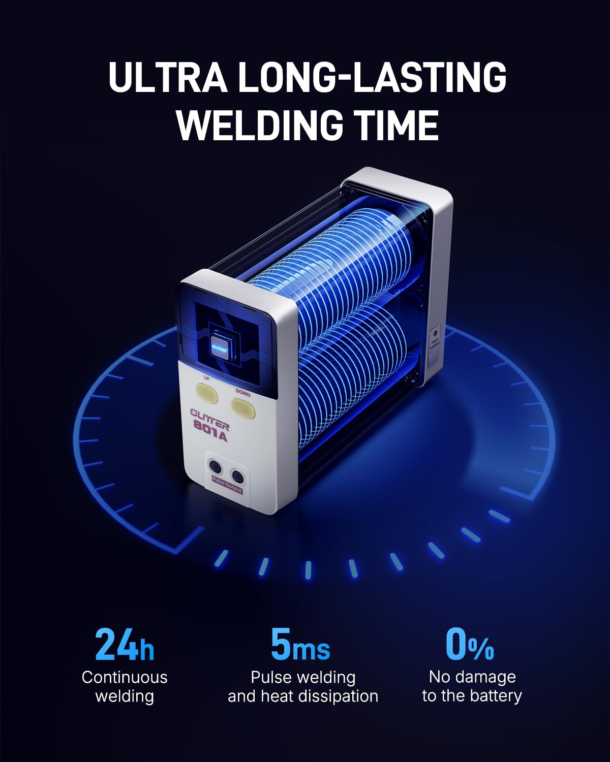 GLITTER Spot Welder, 10600W 1800A Battery Spot Welder, Auto Spot Weld Capacitor Spot Welder for Lithium Batteries, 99 Gears Battery Welder for 18650 Cell Phone DIY Repair with Butt Welding Base, 801A