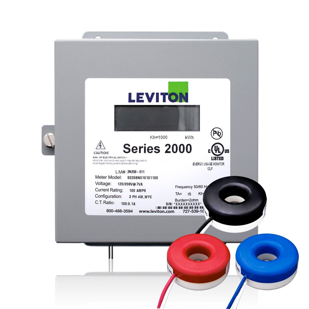 Leviton Series 2000 480V 3P4W 200A Indoor Kit with 3 Solid Core CTs, 2K208-2SW