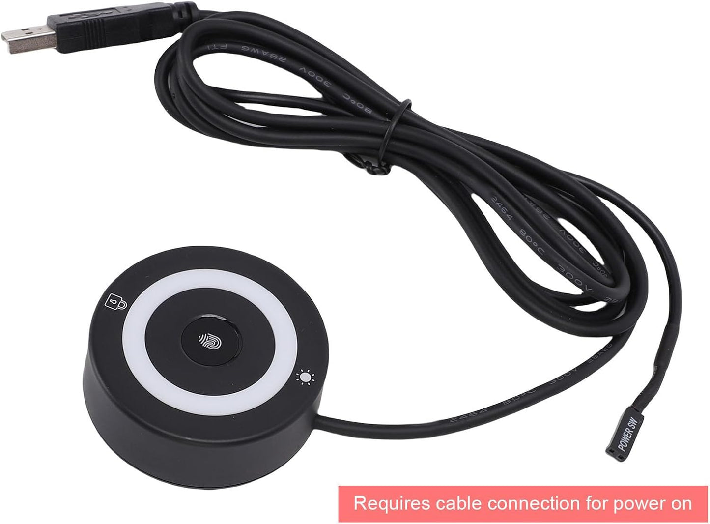ciciglow 10 11, 4.9ft 360 USB Fingerprint Reader for Wins for Wins Hello Biometric Fingerprint Scanner with Cable, RGB